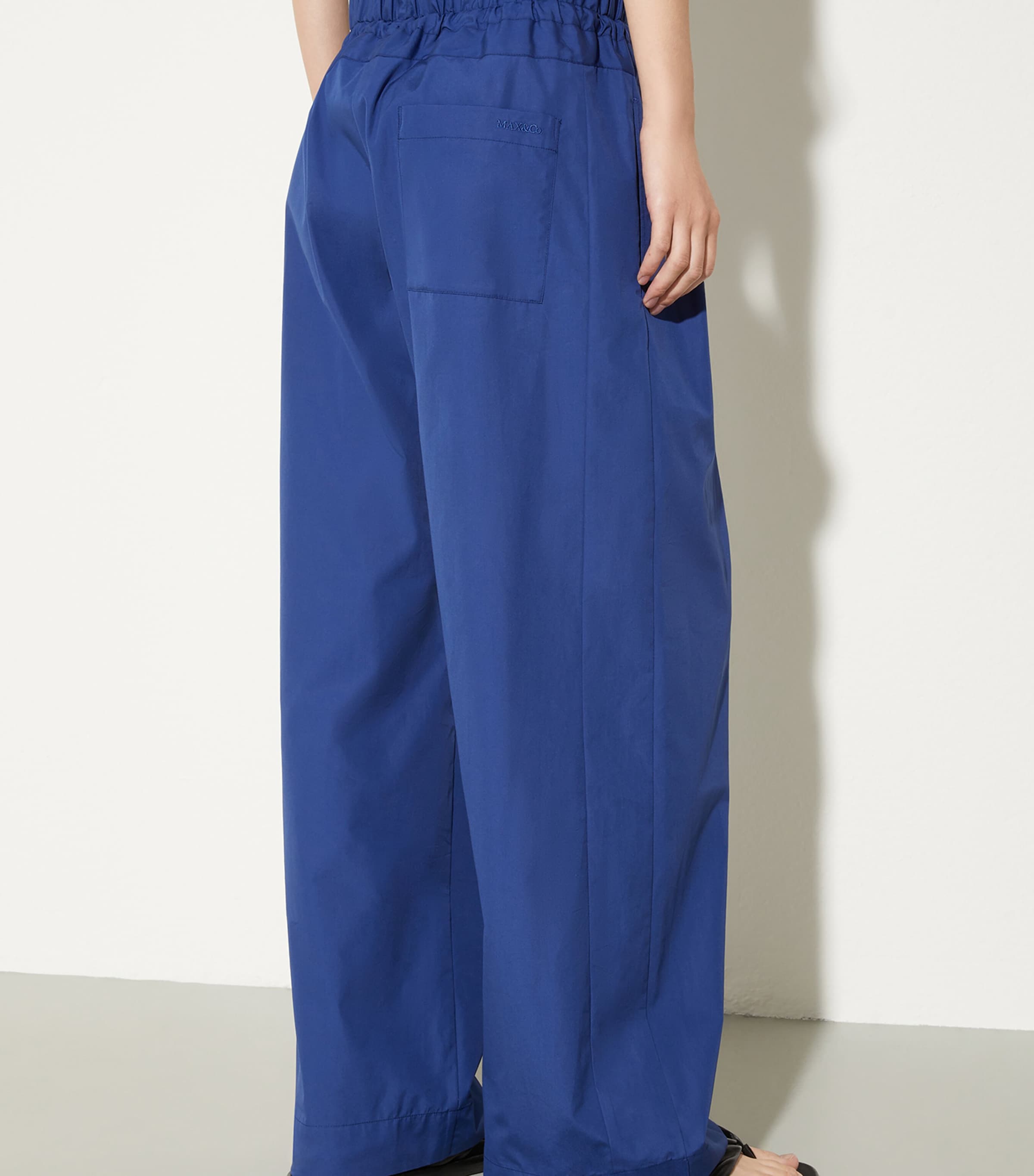 Cotton Drawstring Trousers NAVY Image 4