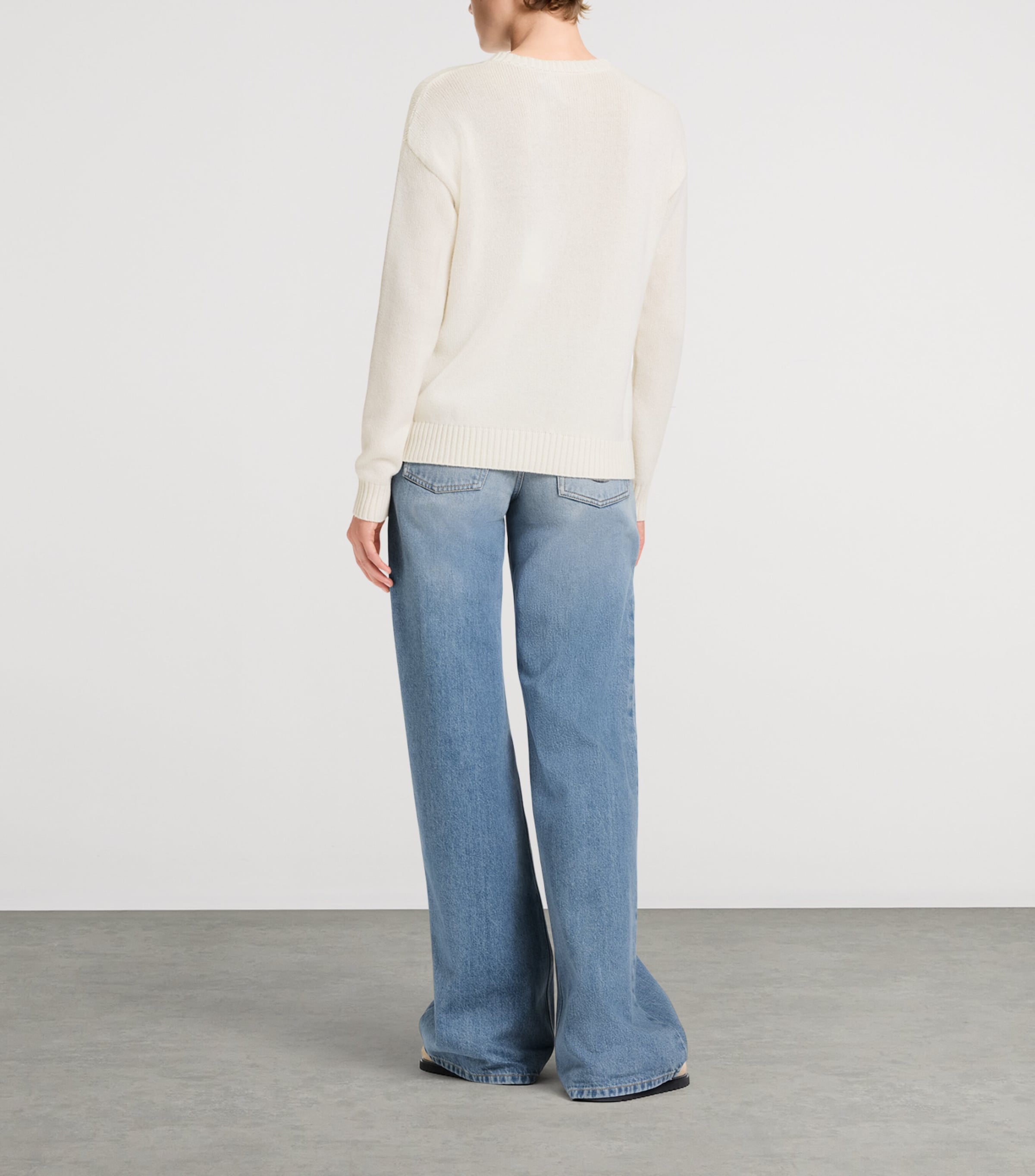 Cashmere Cursive Signature Sweater WHITE/BLACK Image 5