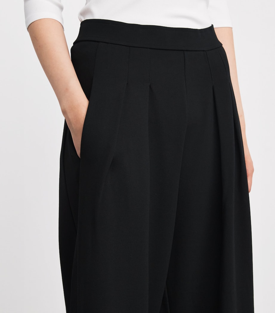 Jersey Wide-Leg Trousers BLACK Image 6