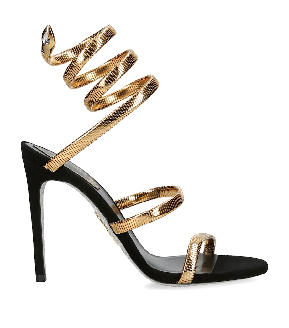 René Caovilla Suede Juniper Sandals 105 Gold Comb Image 1