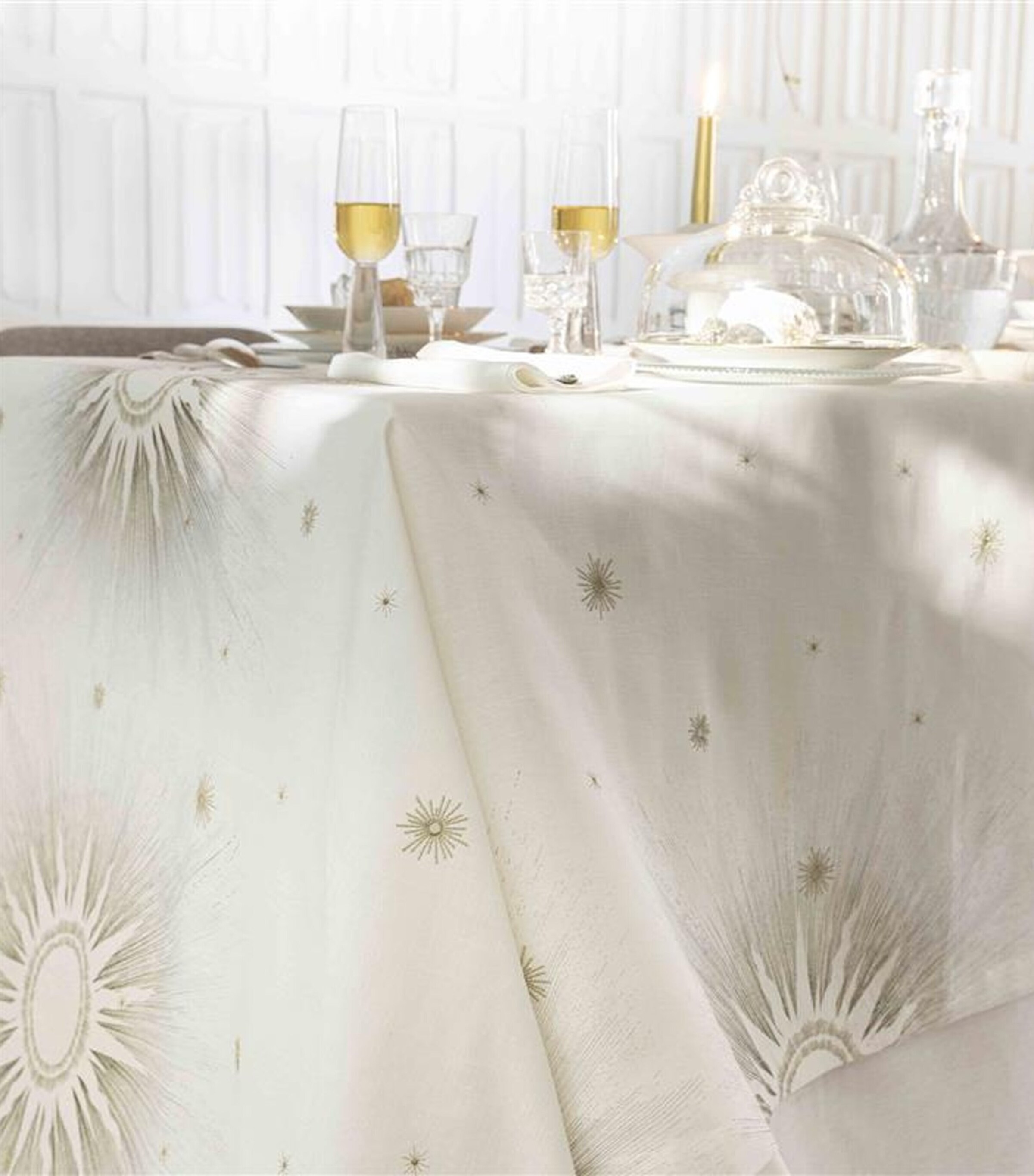 Linen Poussiere D'étoile Tablecloth (170cm x 320cm) WHITE GOLD Image 5