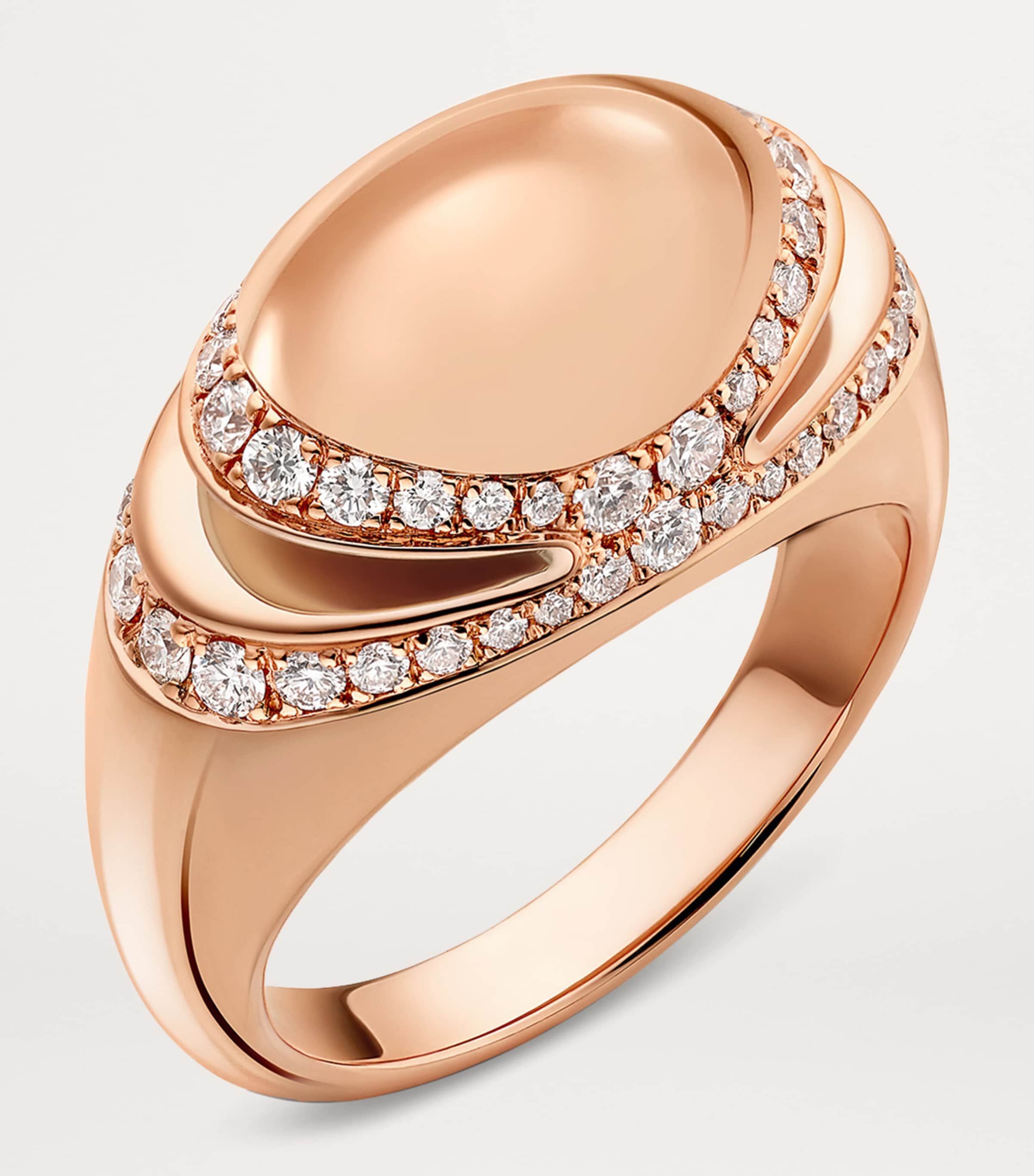 Rose Gold and Diamond Cabochon Ring PINK GOLD Image 3