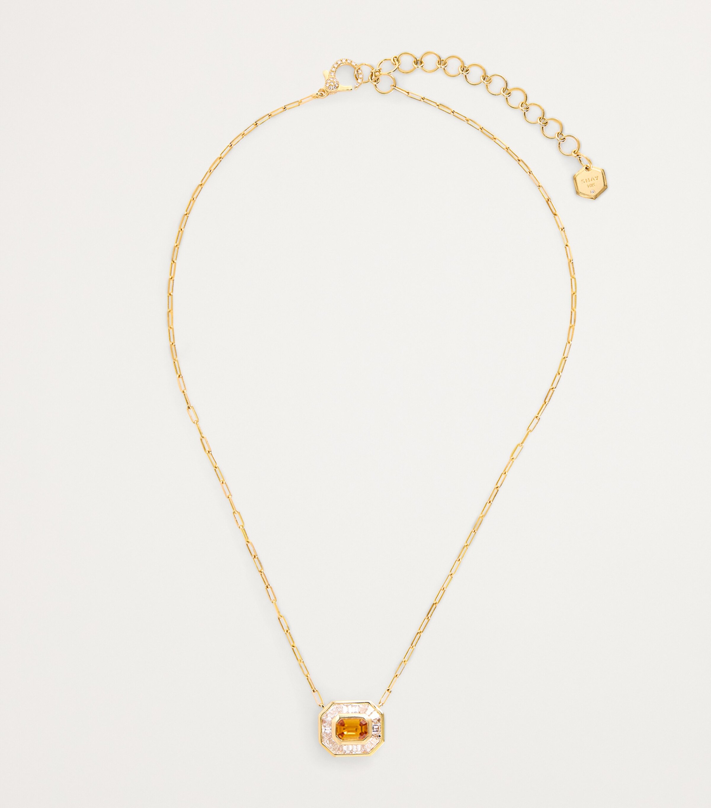 SHAY Yellow Gold, Diamond and Sapphire Halo Mini Deco Pendant Necklace Yellow Gold Image 3