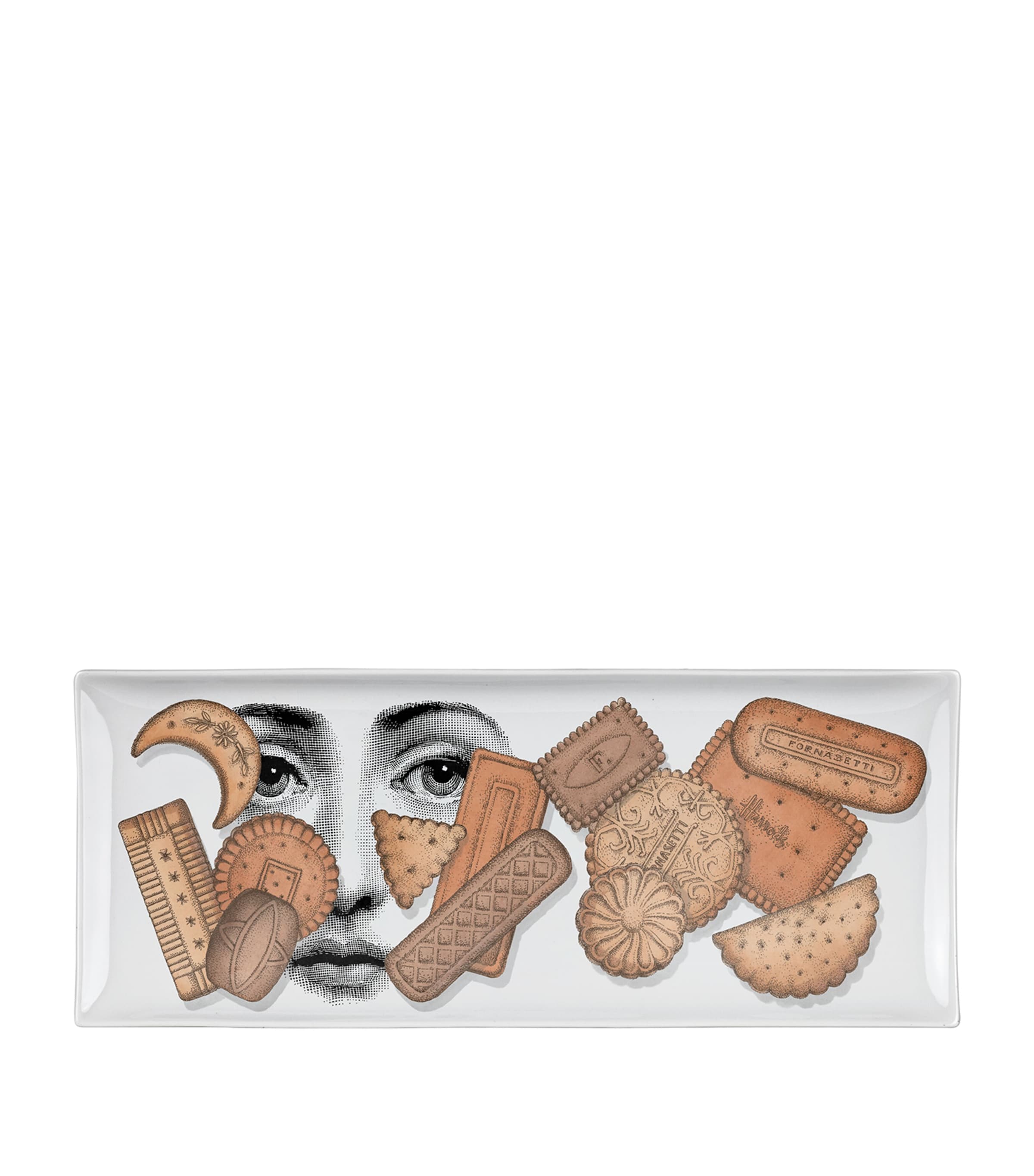 FORNASETTI 175 ANNIVERSARY EDITION PORCELAIN BISCOTTI RECTANGULAR TRAY 