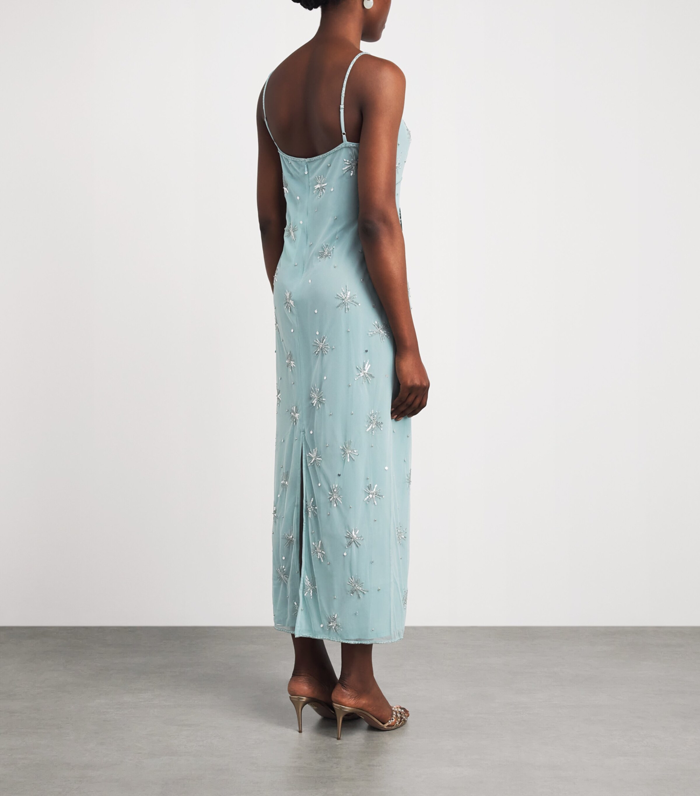 STAUD Womens Embellished Azzurra Midi Dress Lksd Lakeside Image 4