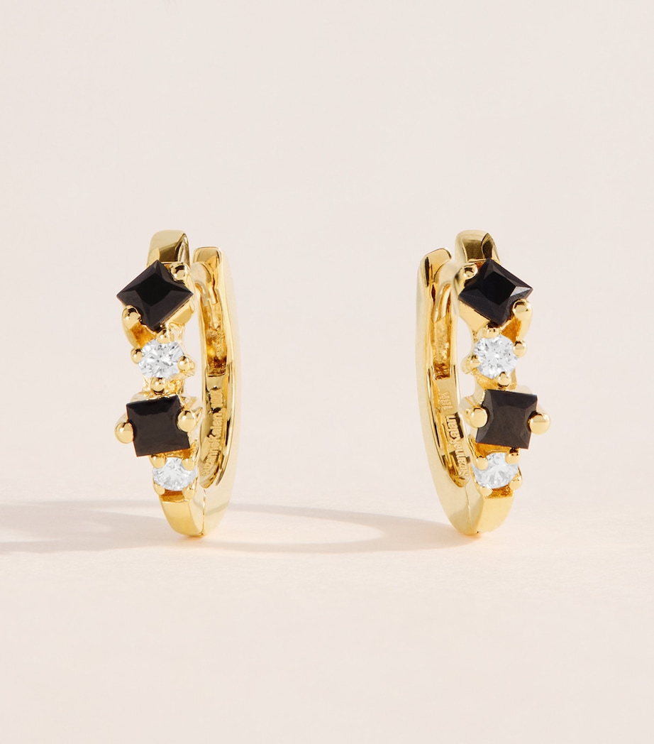 Suzanne Kalan Yellow Gold, Diamond and Sapphire Princess Huggie Earrings Yg/bs Image 1