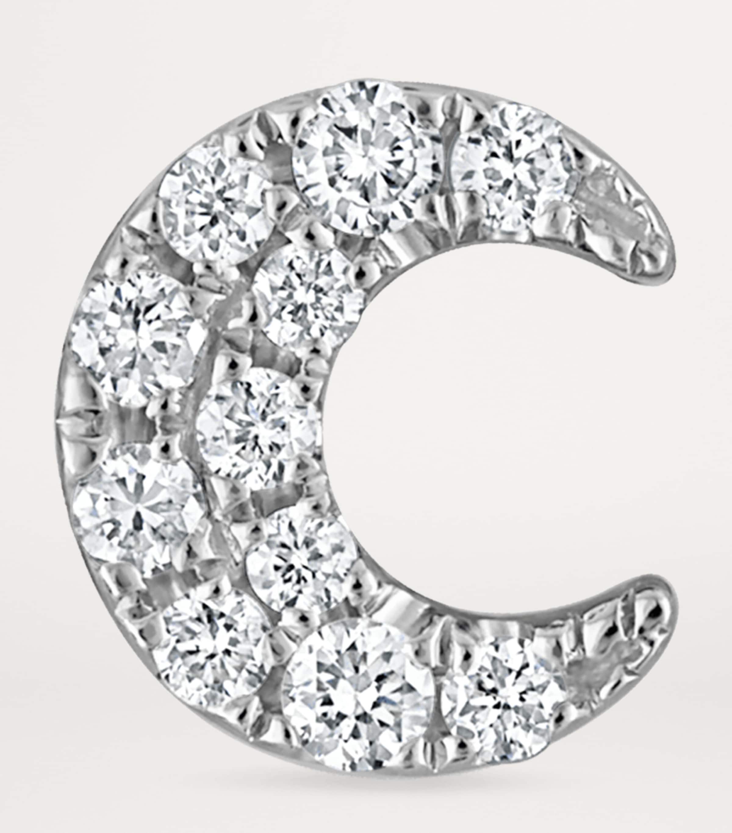 Diamond Celestial Moon Stud Earring (4.5mm) WHITE GOLD Image 2