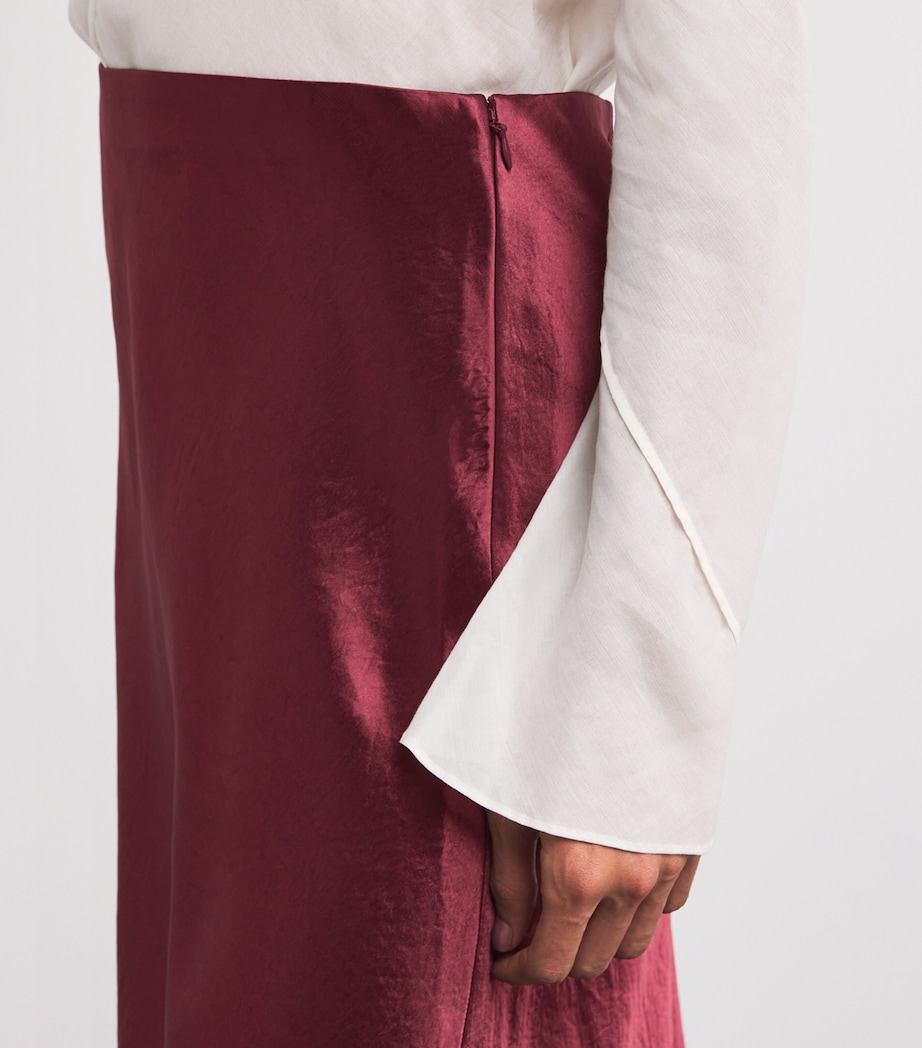 Satin Crinkled Midi Skirt BORDEAUX-939BOR Image 6