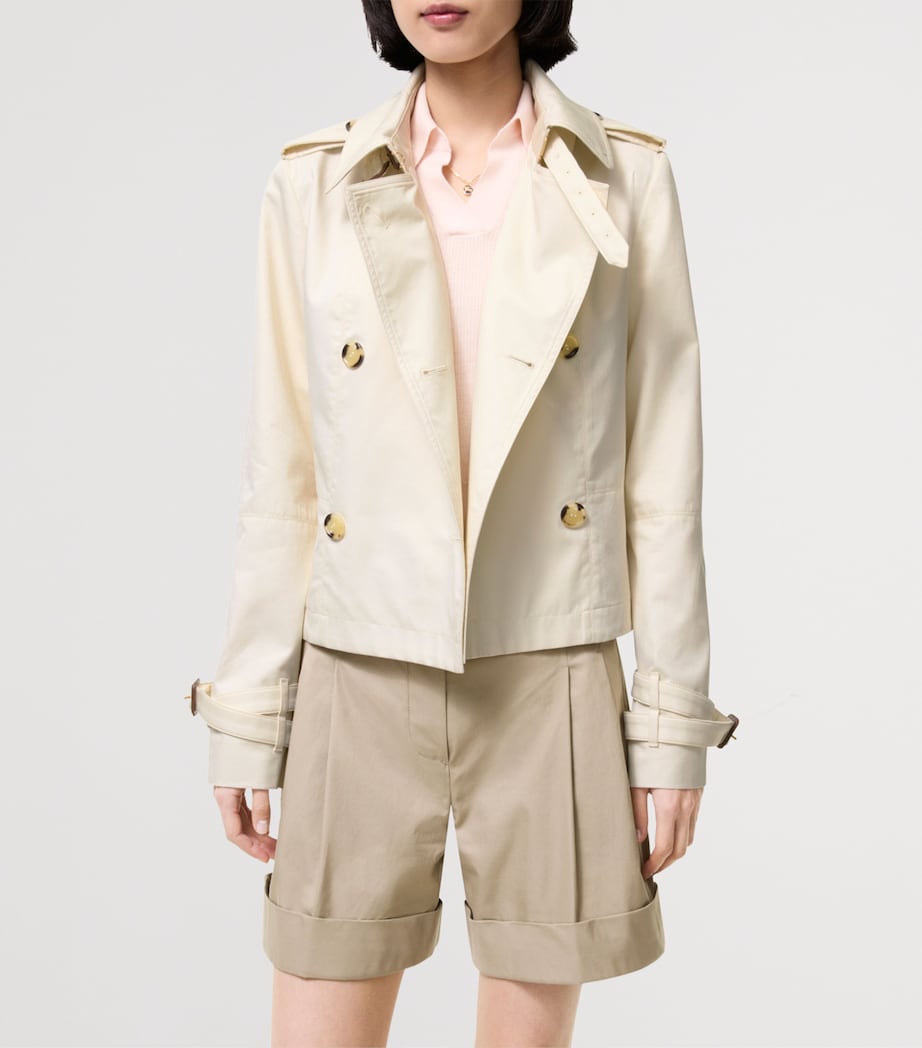 Burberry Womens Tropical Gabardine Swarby Trench Jacket Tundra White Image 3