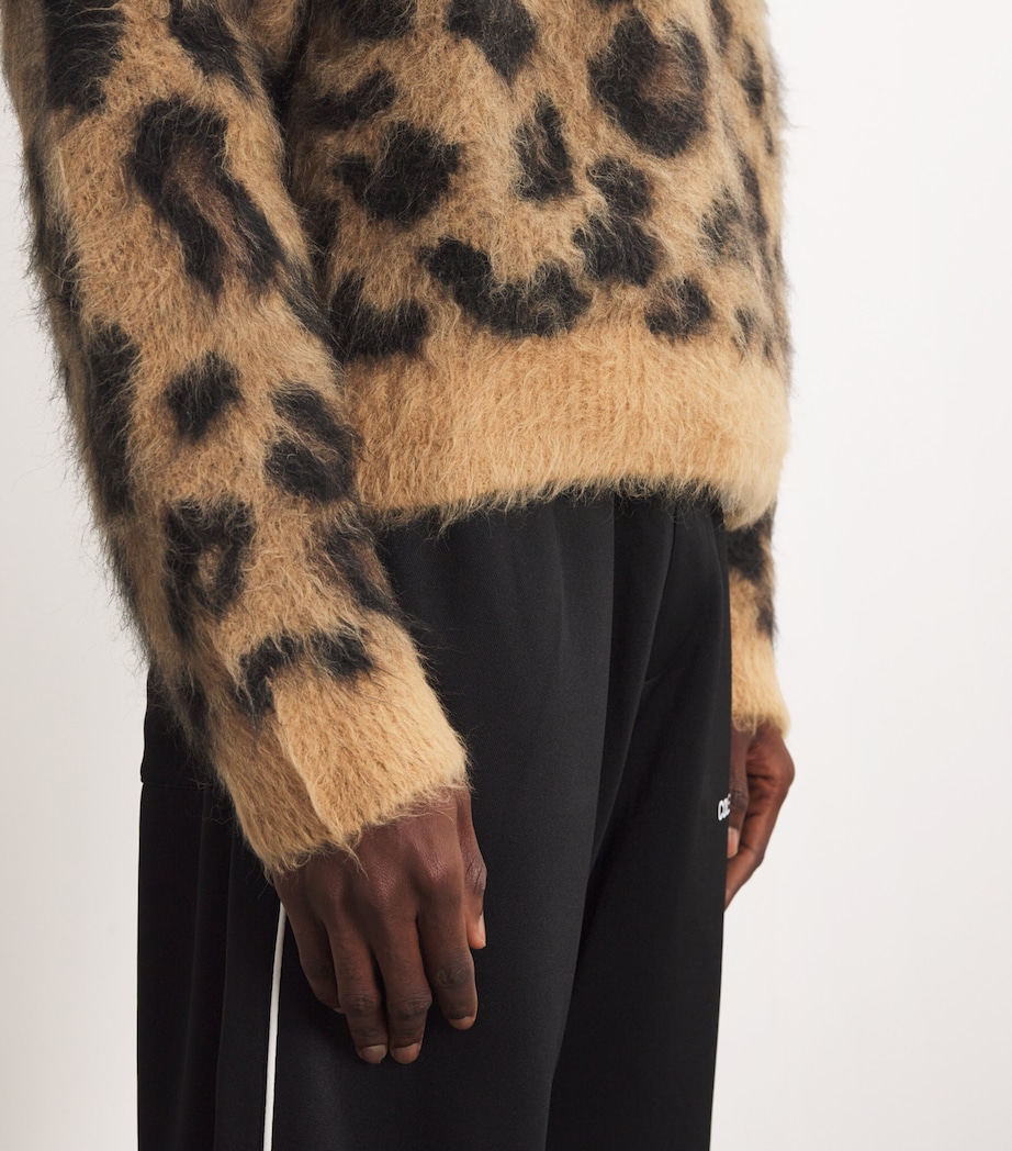 COLE BUXTON Mens Alpaca-Blend Leopard Sweater Leopard Image 6