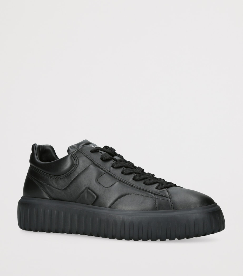 Leather H-Stripes Tread Sneakers BLACK Image 3