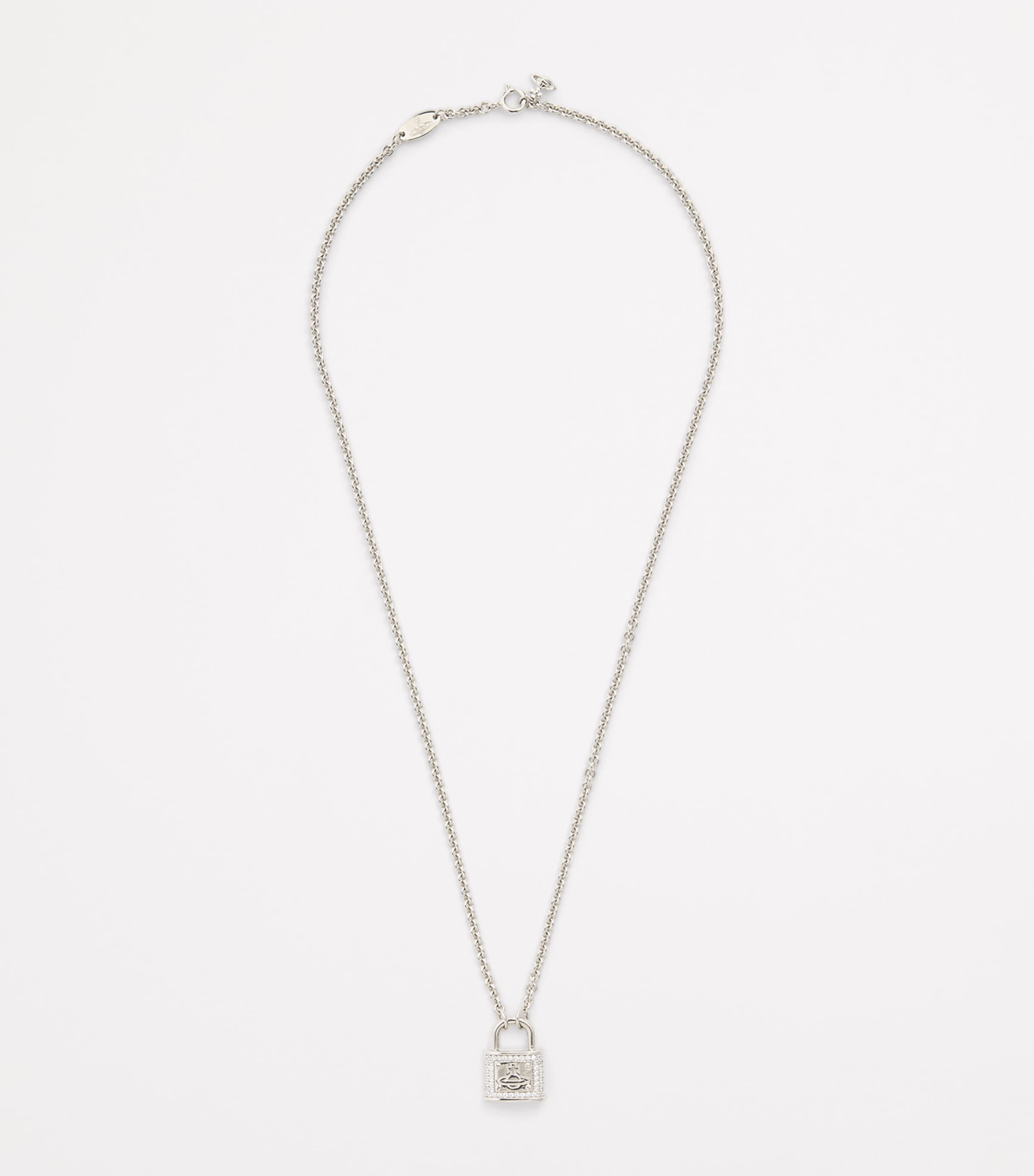 Vivienne Westwood Platinum-Plated Man. Fitzrovia Pendant Necklace Platinum/wht Cz Image 3