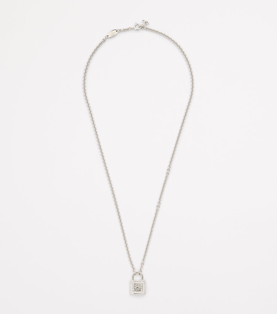 Vivienne Westwood Platinum-Plated Man. Fitzrovia Pendant Necklace Platinum/wht Cz Image 3