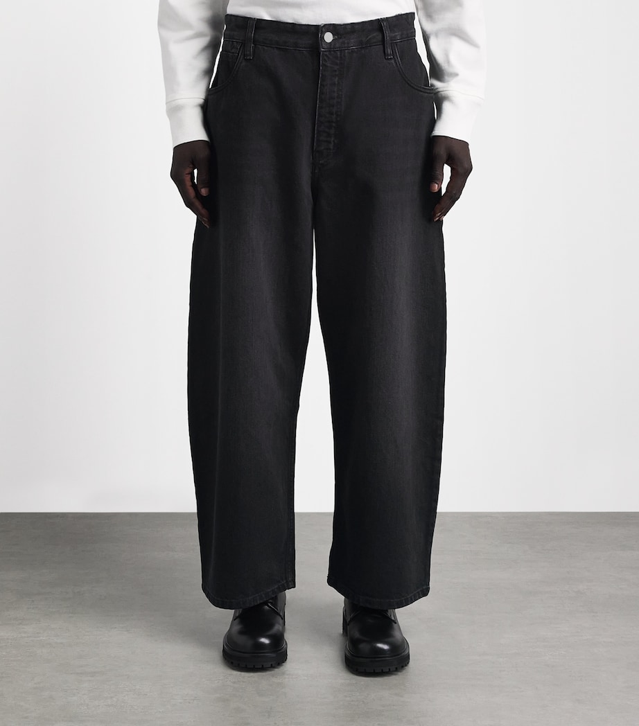 Studio Nicholson Mens Barrel-Leg Jeans Washed Black Image 4