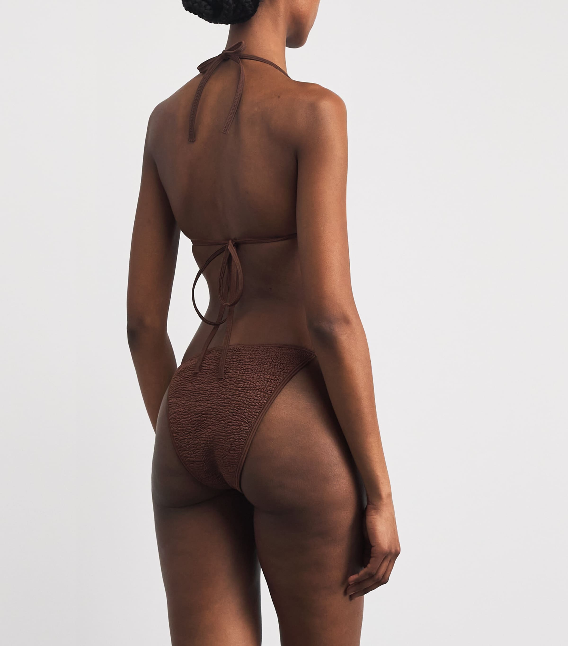 Hunza G Womens Beaded Gina Bikini Metallic Chocolate Image 4