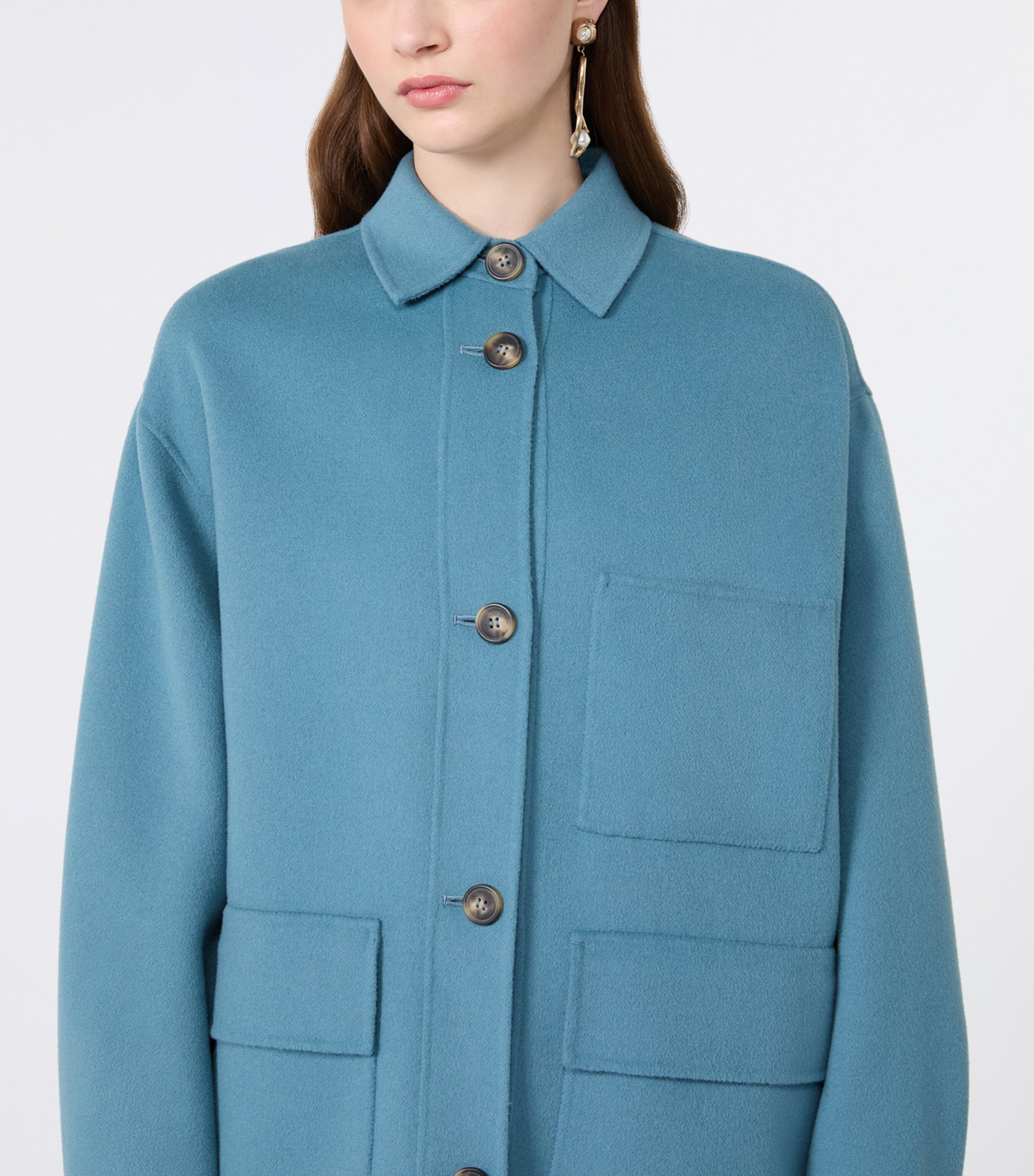 Weekend Max Mara Womens Wool-Blend Short Coat Light Blue Image 6