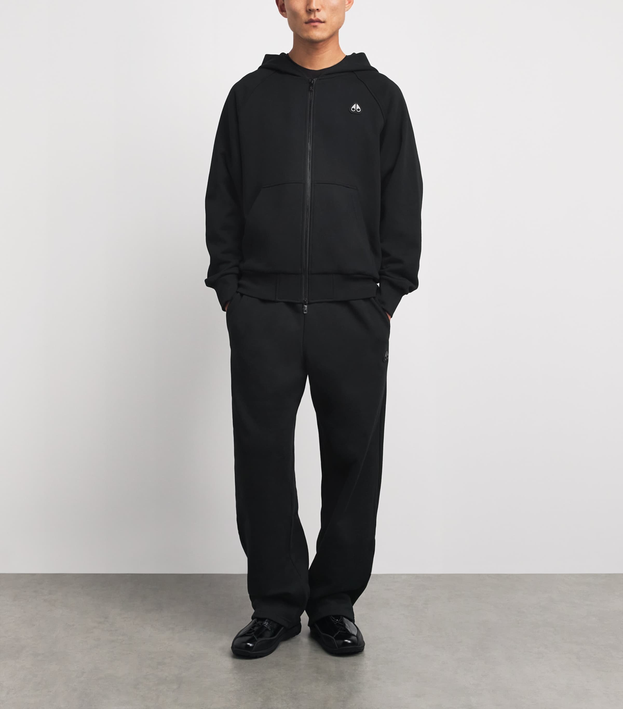 Moose Knuckles Mens Logo Yul Zip-Up Hoodie Black Image 2