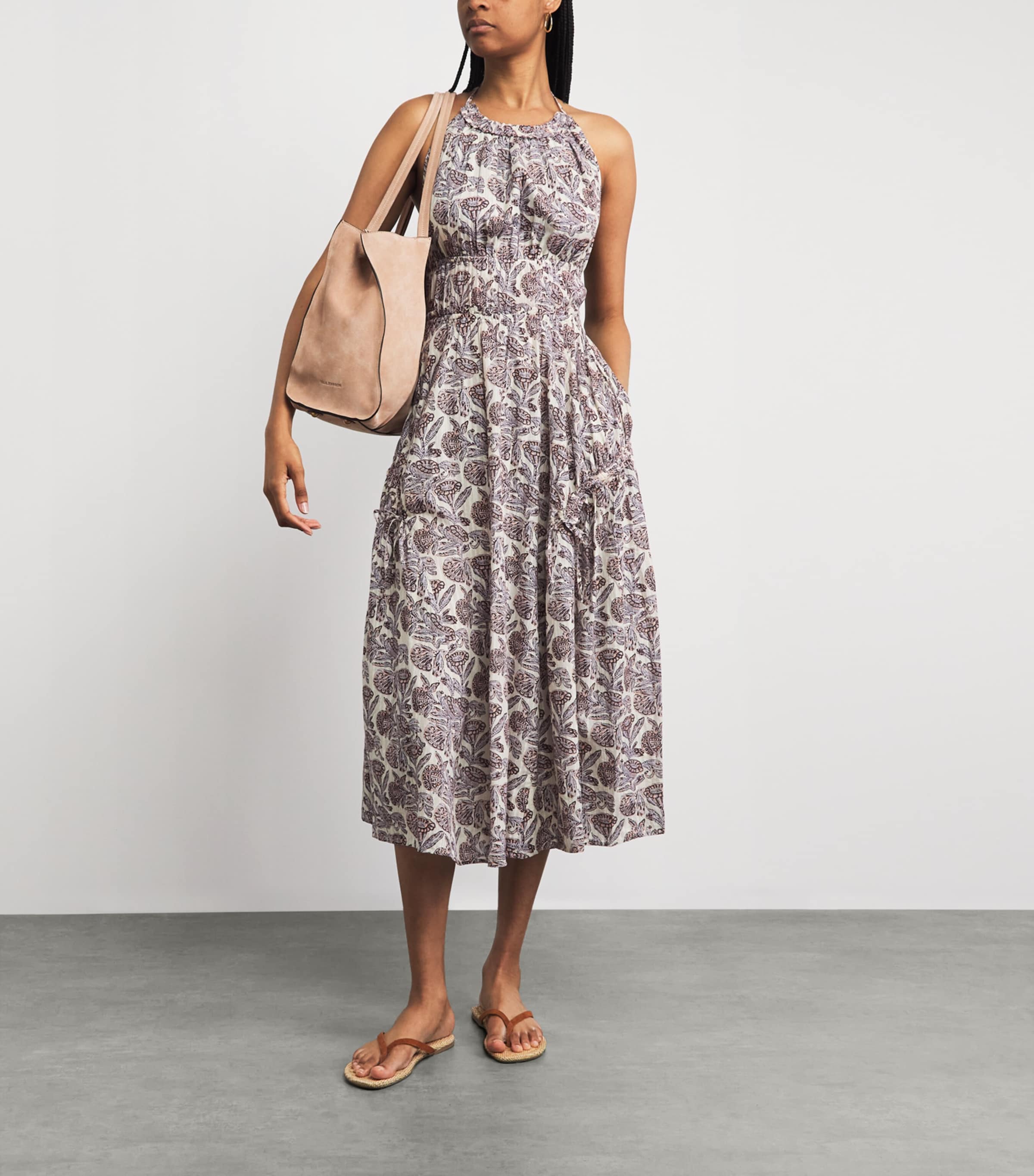 Ulla Johnson Womens Cotton-Blend Halterneck Anelise Midi Dress Meadow Image 2