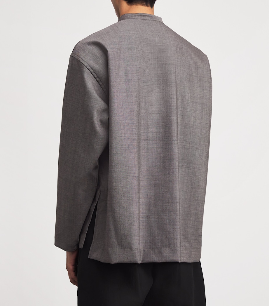 Wool Grandad-Collar Shirt WARM GREY Image 4