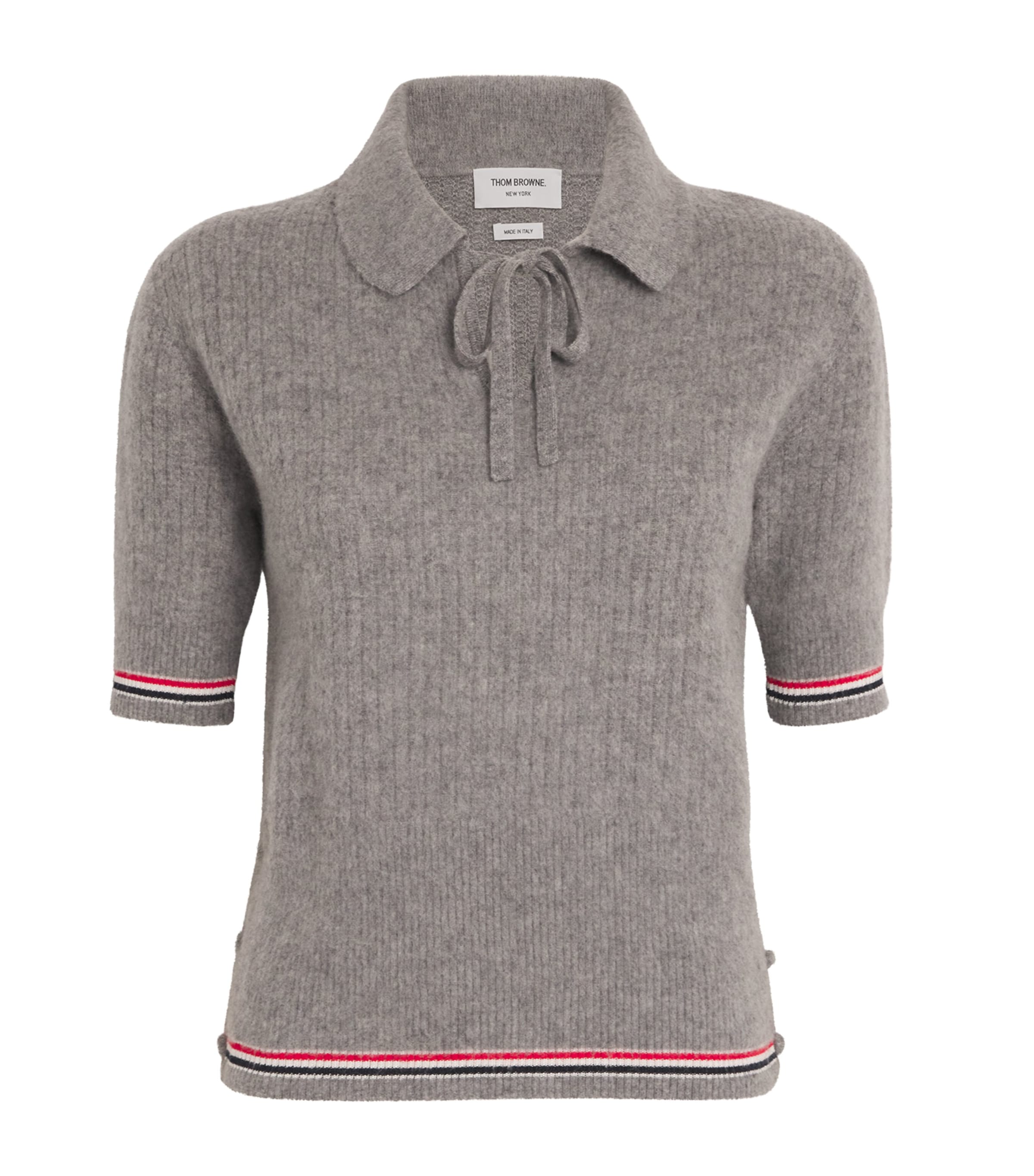 Thom Browne Wool-blend Brushed Polo Sweater In Grey