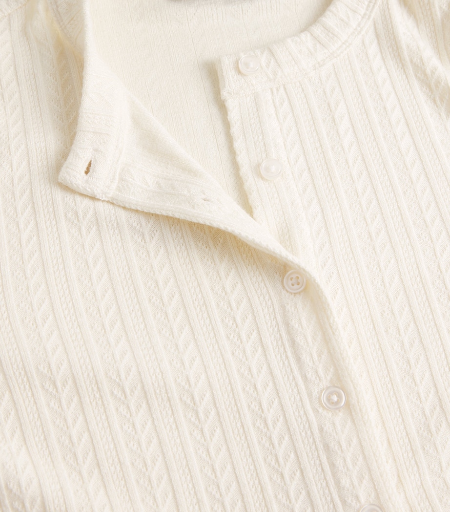 Pointelle-Knit Lira Cardigan W0007 ECRU Image 5