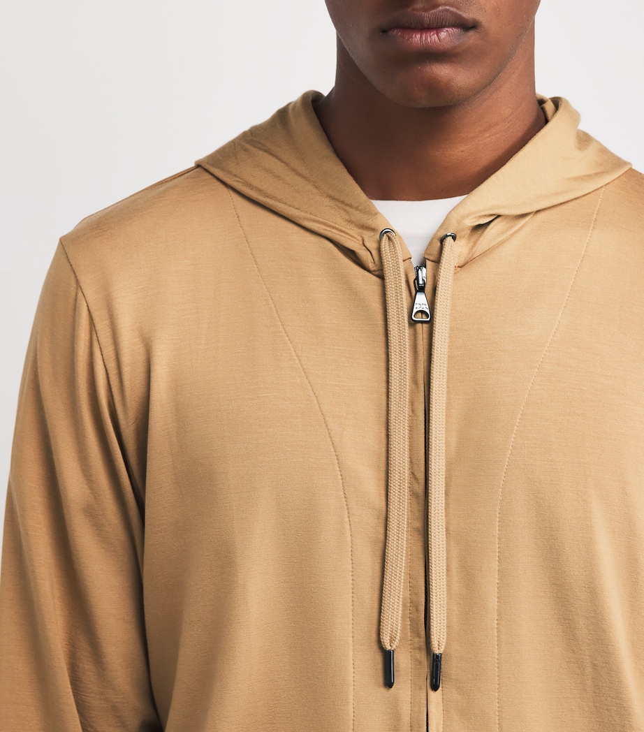 Derek Rose Mens Micromodal Zipped Hoodie Neutral Image 6