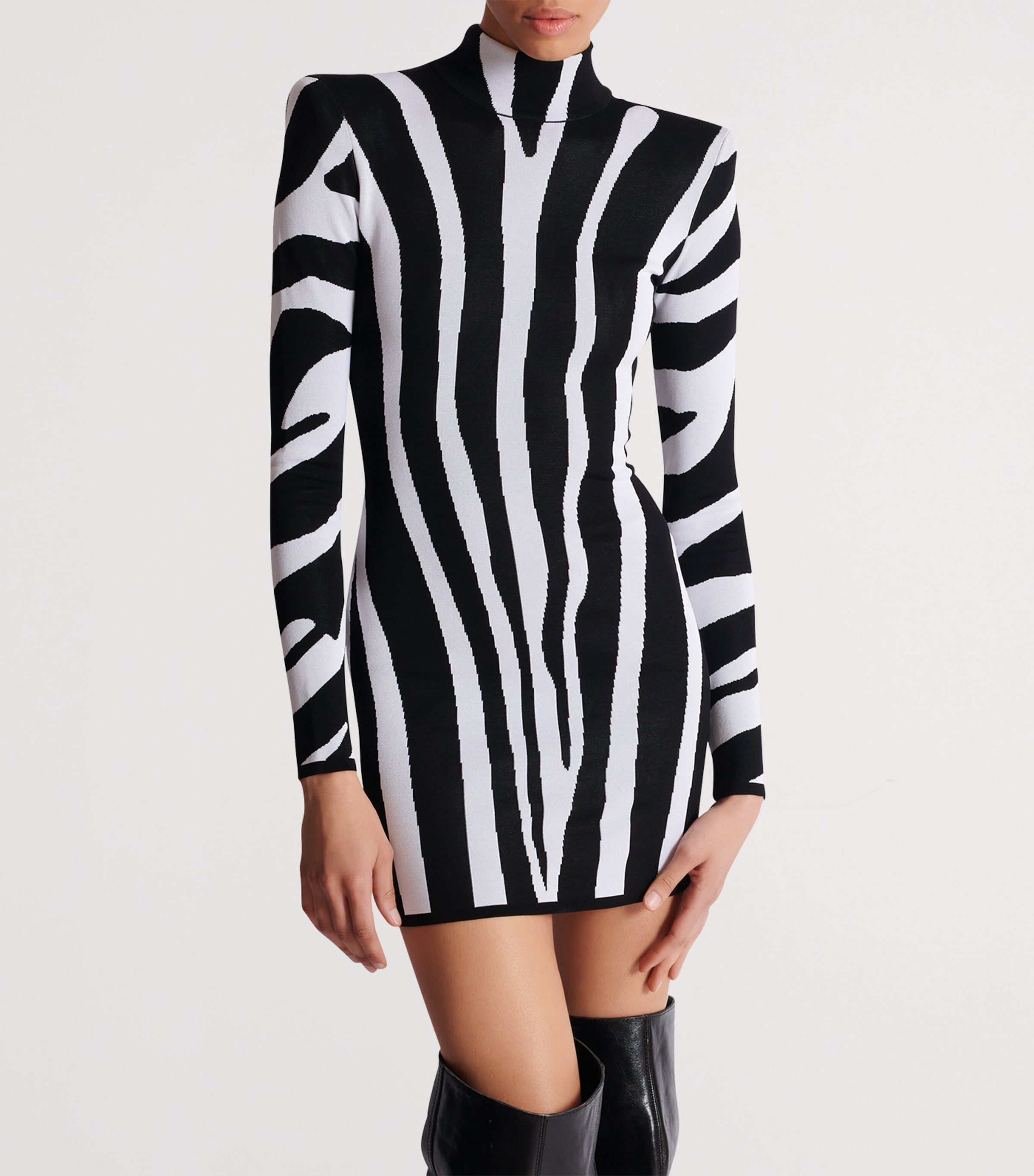 Knitted Zebra Mini Dress EAB NOIR/BLANC Image 2