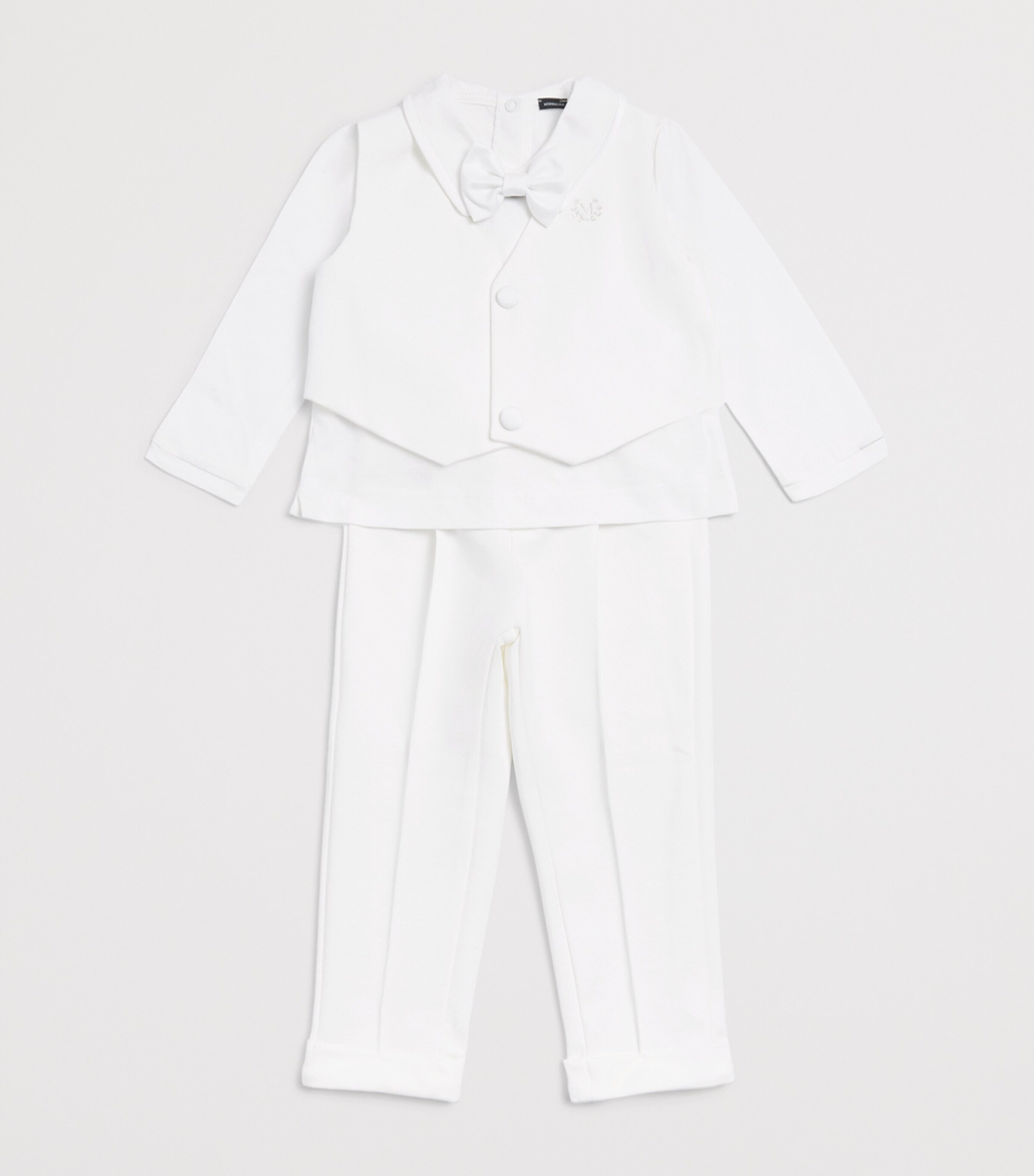 Monnalisa Cotton-Blend Shirt and Trousers Set (1-18 Months) Panna Image 3