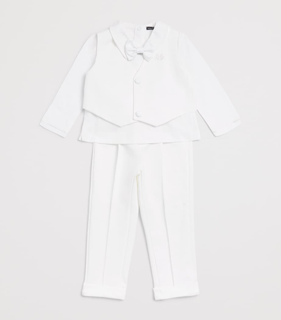 Monnalisa Cotton-Blend Shirt and Trousers Set (1-18 Months) Panna Image 3