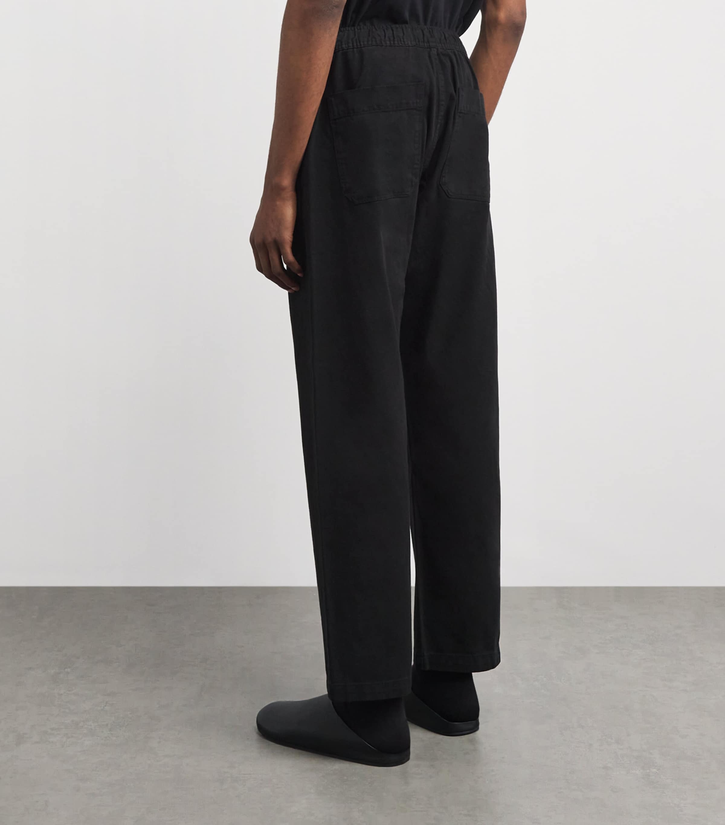 Wax London Mens Organic Cotton Wide-Leg Trousers Black Image 5
