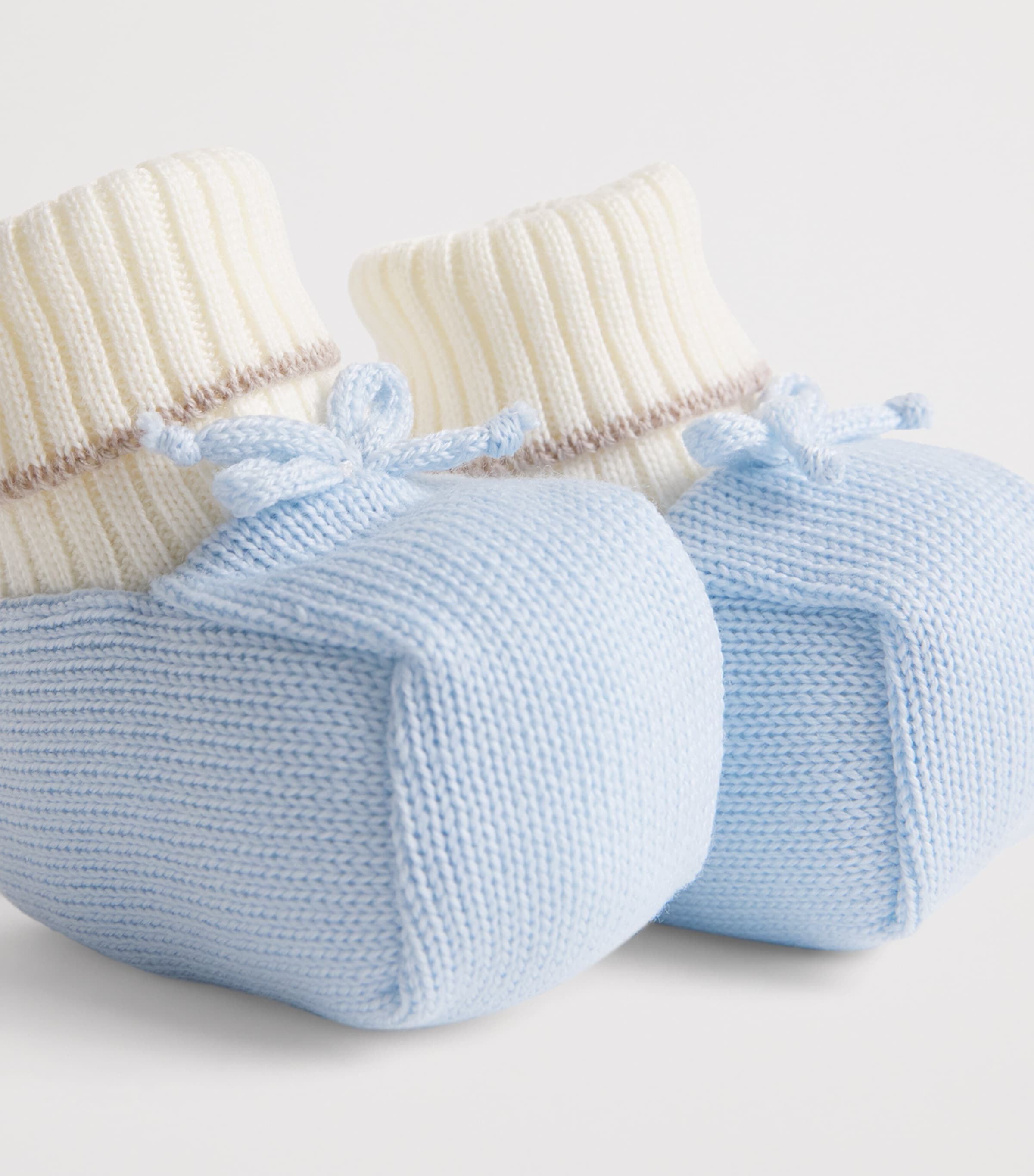Bimbalo Wool Bow Booties Off White/blue Image 3