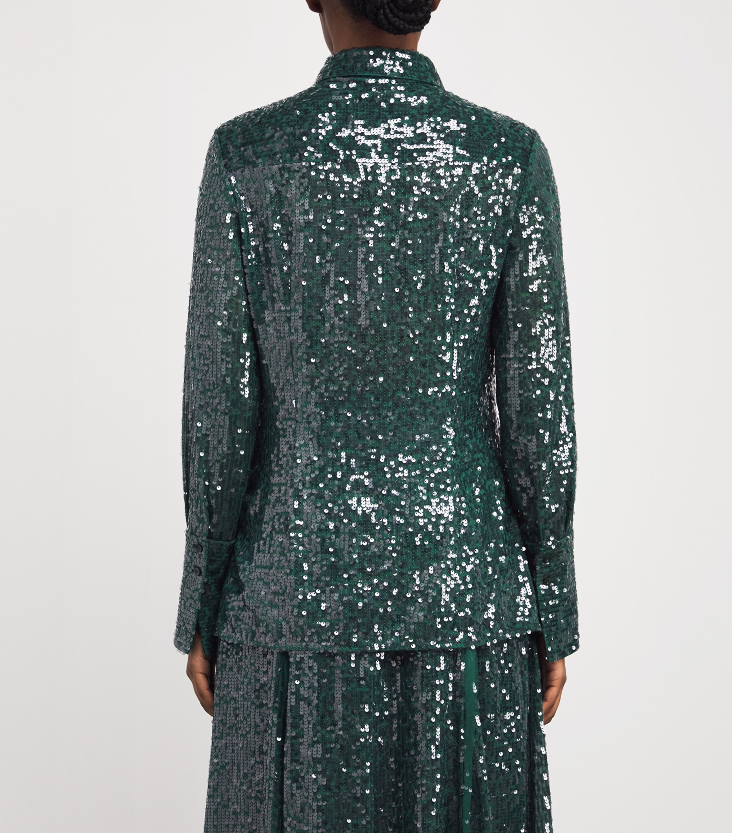 Chiffon Sequinned Shirt DARK GREEN Image 4