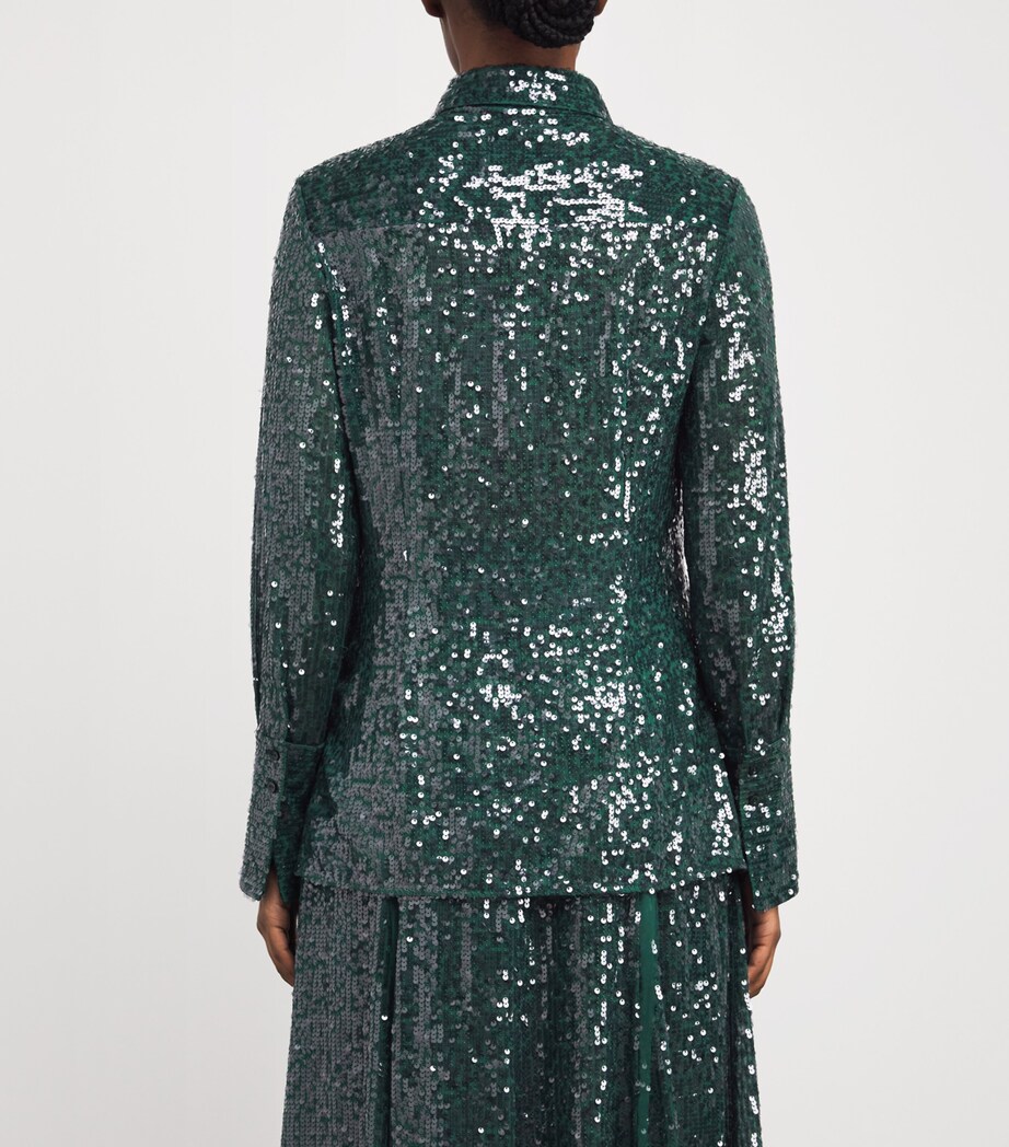 Chiffon Sequinned Shirt DARK GREEN Image 4