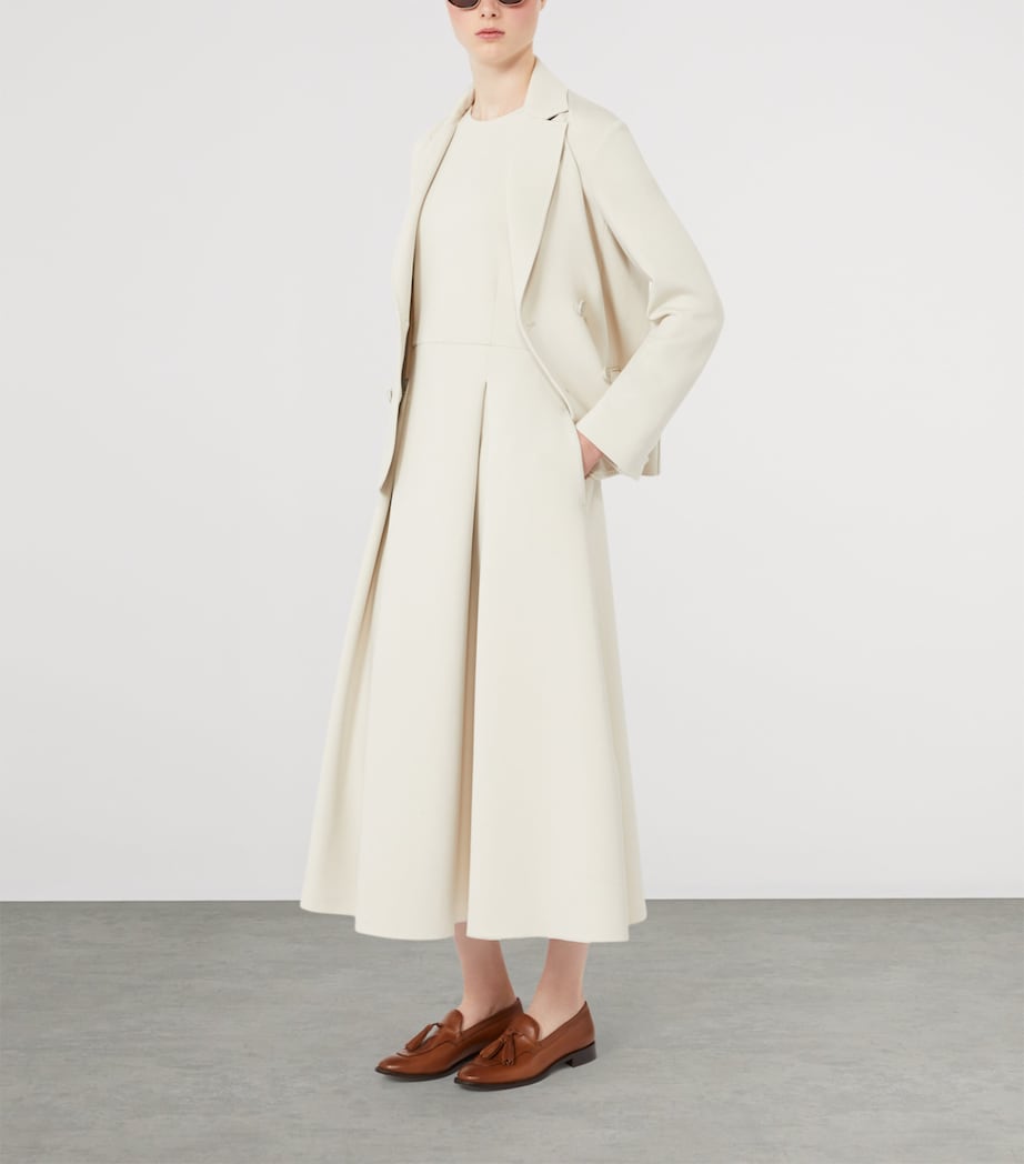 Max Mara Womens Cotton-Blend Pleated Midi Dress Beige Image 4