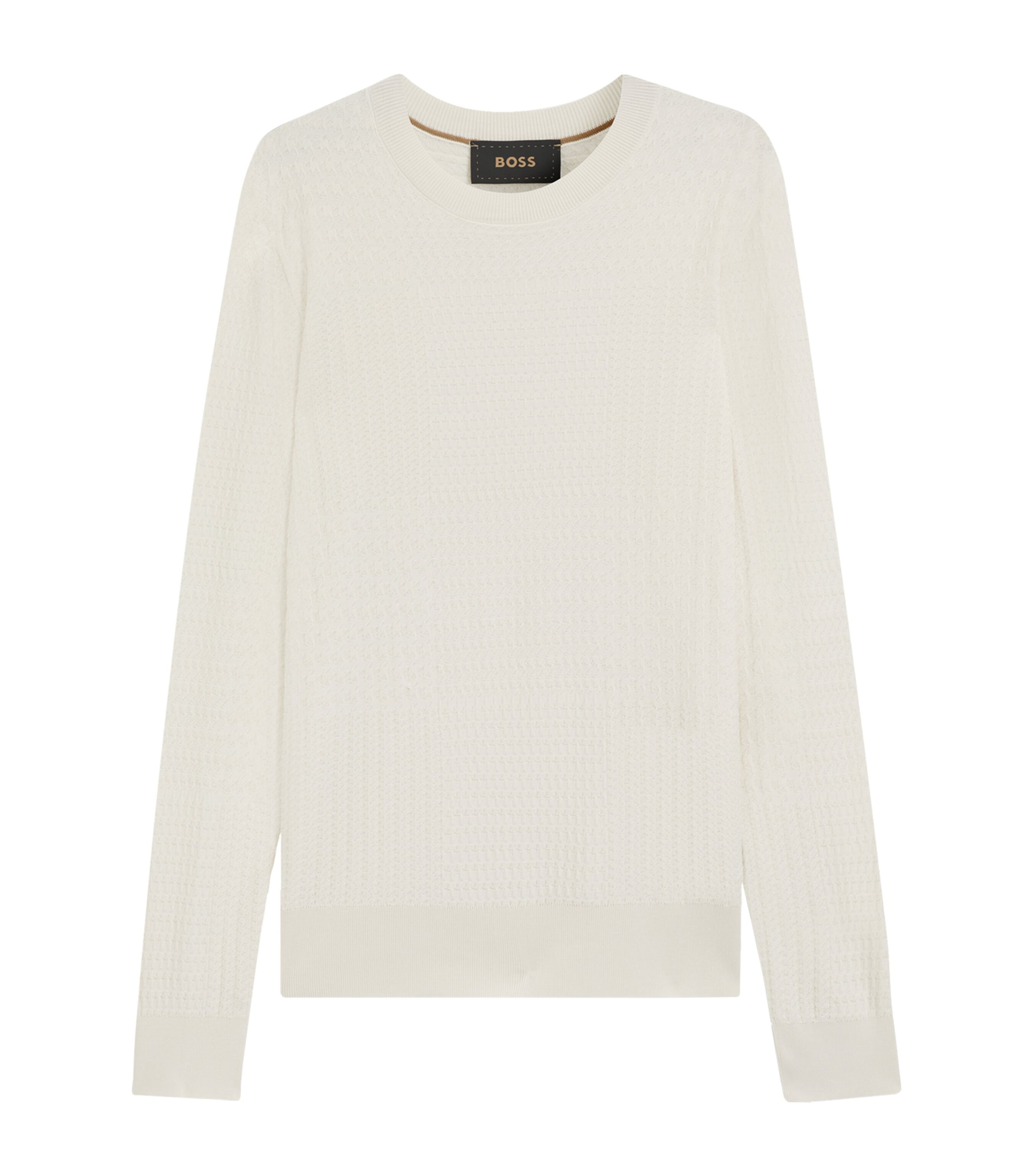 Hugo Boss Silk Sweater With Prince Of Wales Check Structure In White