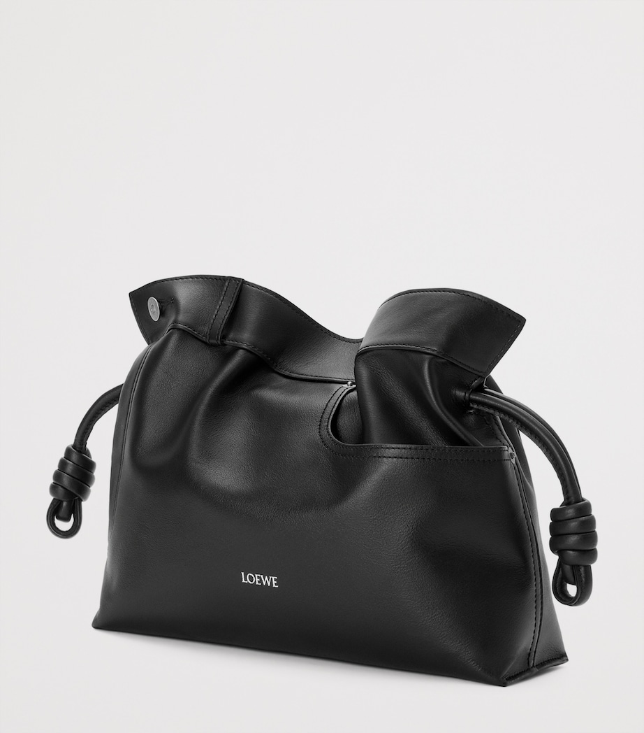 Leather Jean-Detail Flamenco Clutch Bag BLACK Image 2