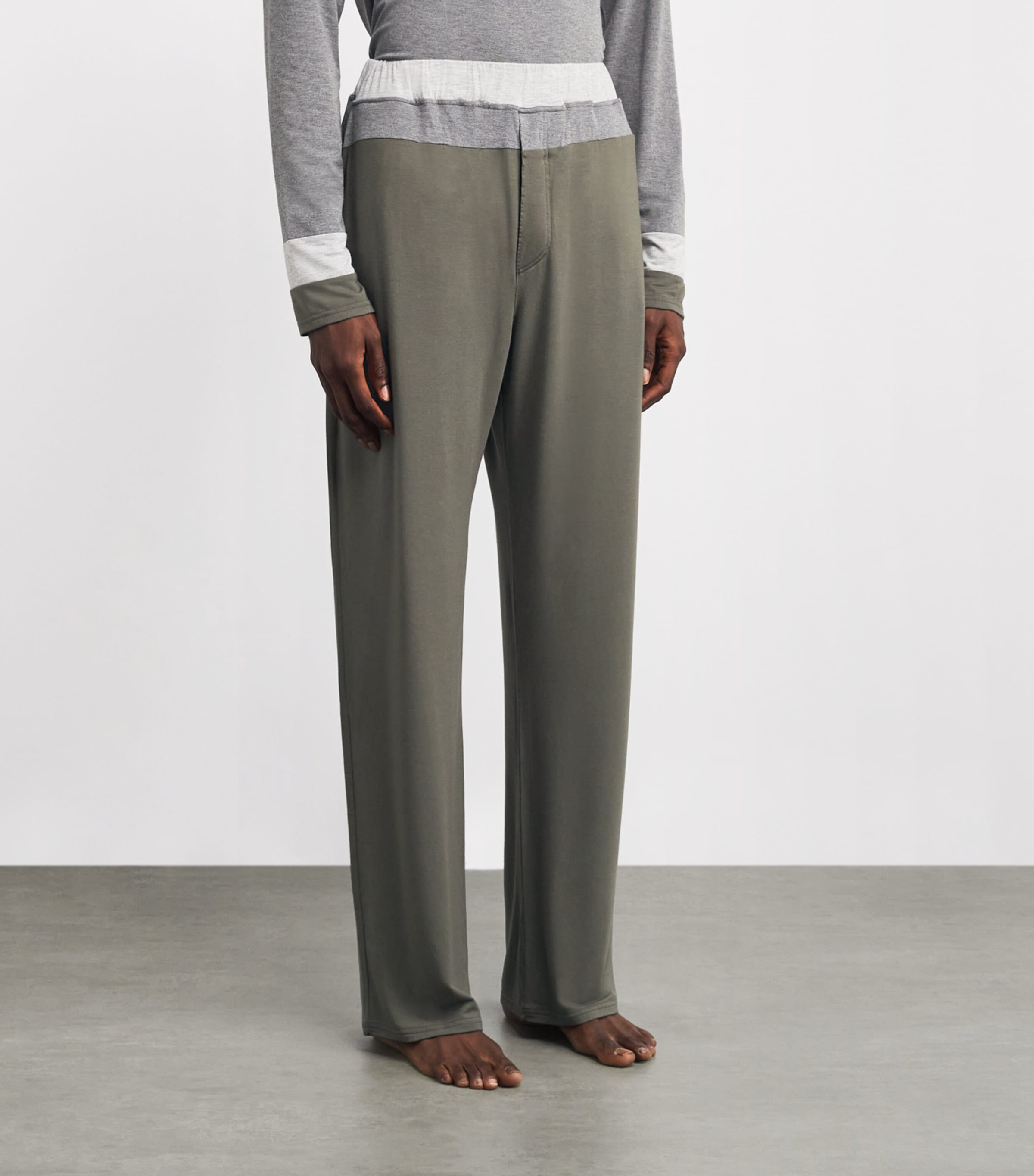 Two-Tone Lounge Trousers CHA GREEN/GREY/LGREY Image 4