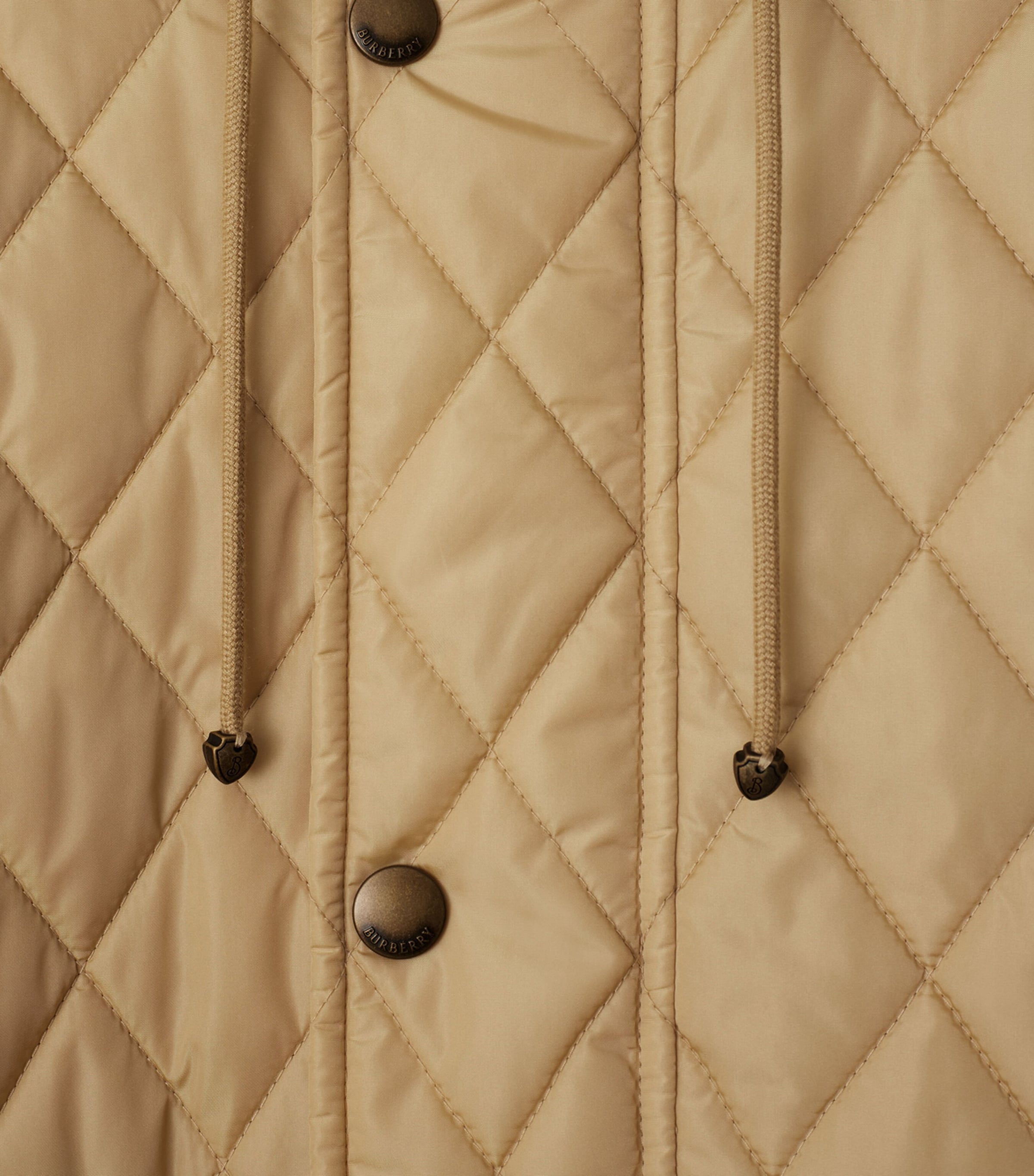 Burberry Womens Quilted Corduroy-Trim Parka Flax Image 5