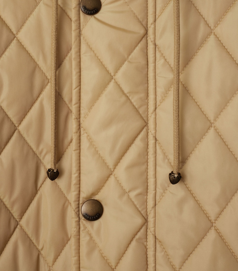 Burberry Womens Quilted Corduroy-Trim Parka Flax Image 5