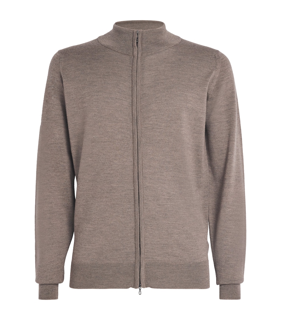 Extra Fine Merino Wool Claygate Zip-Up Sweater MUSHROOM Image 1