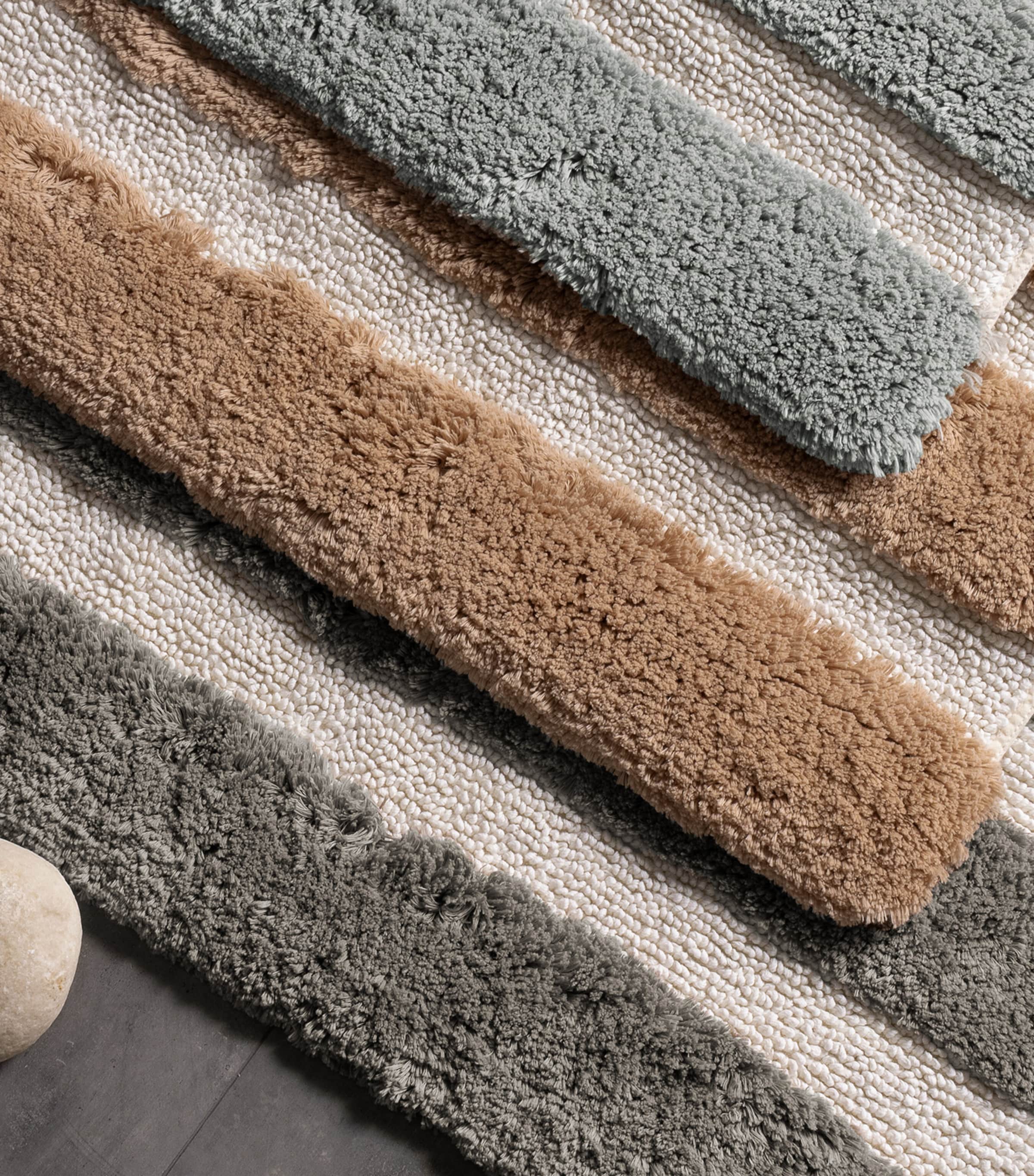 Organic Cotton Rhine Tufting Bath Mat (60cm x 90cm) BEIGE/BONE Image 3