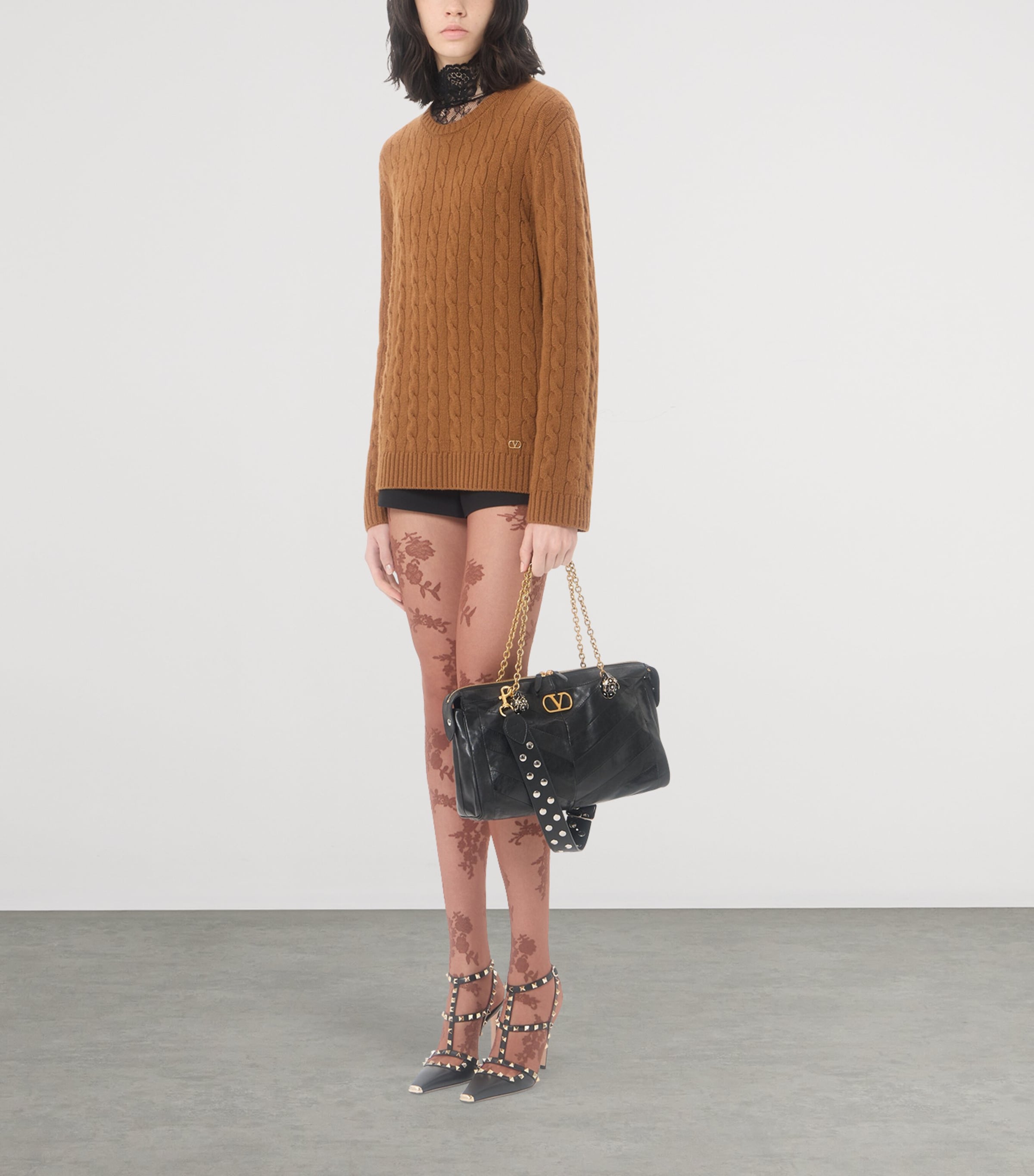 Valentino Womens Lace High-Neck Bodysuit Image 5
