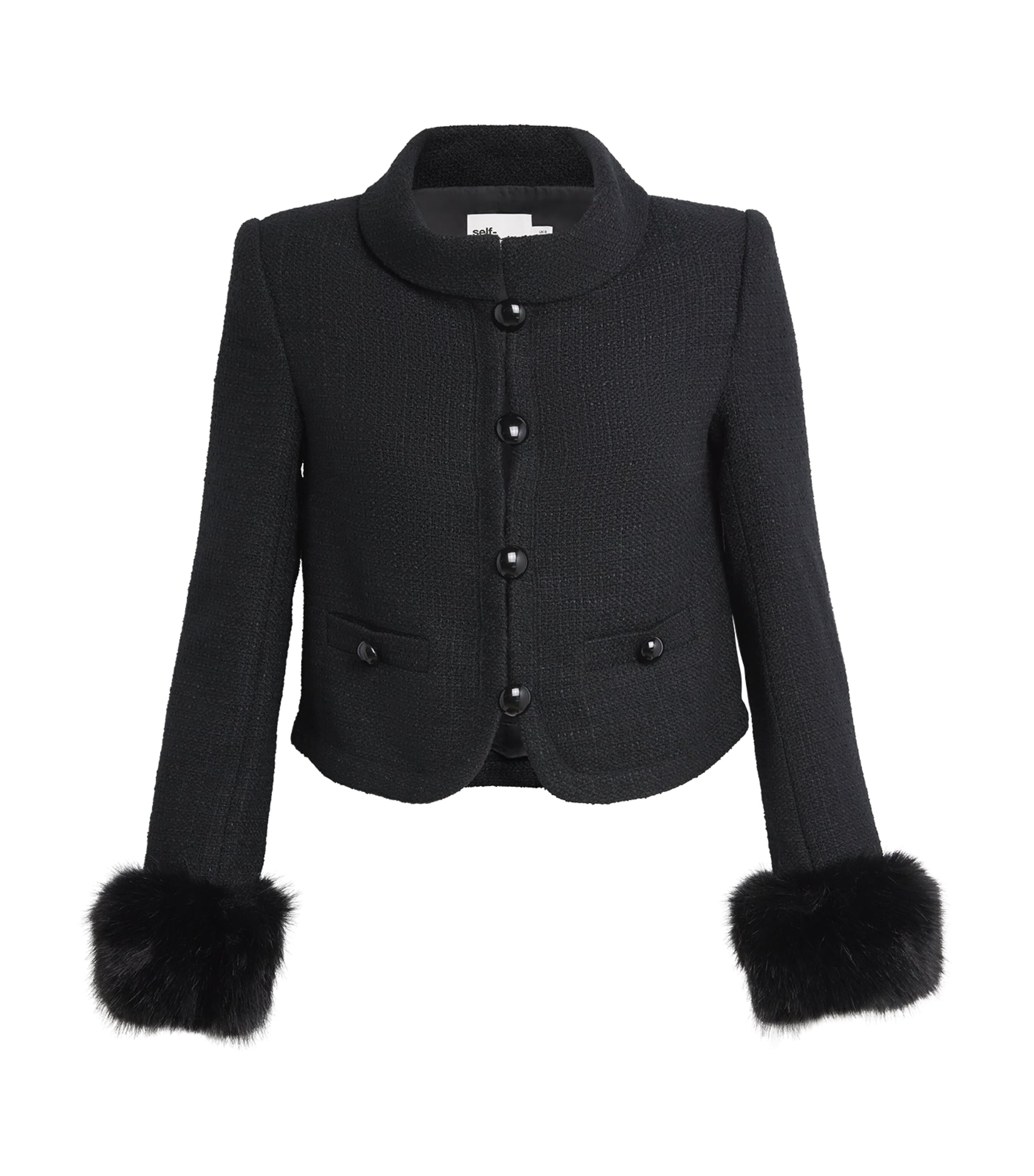 Faux Fur Bouclé Blazer BLACK Image 1