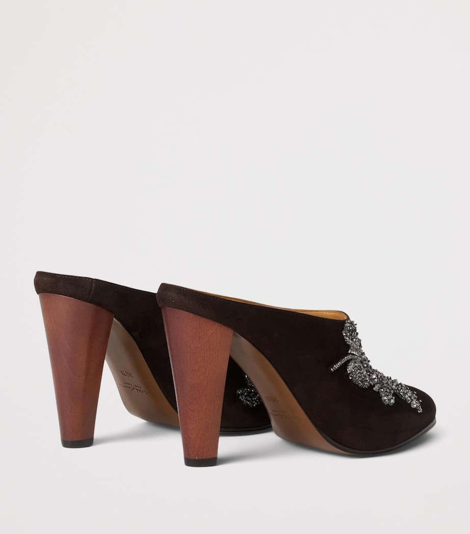 Ralph Lauren Collection Suede Embellished Ashtyn Mules 95 Chocolate Image 3