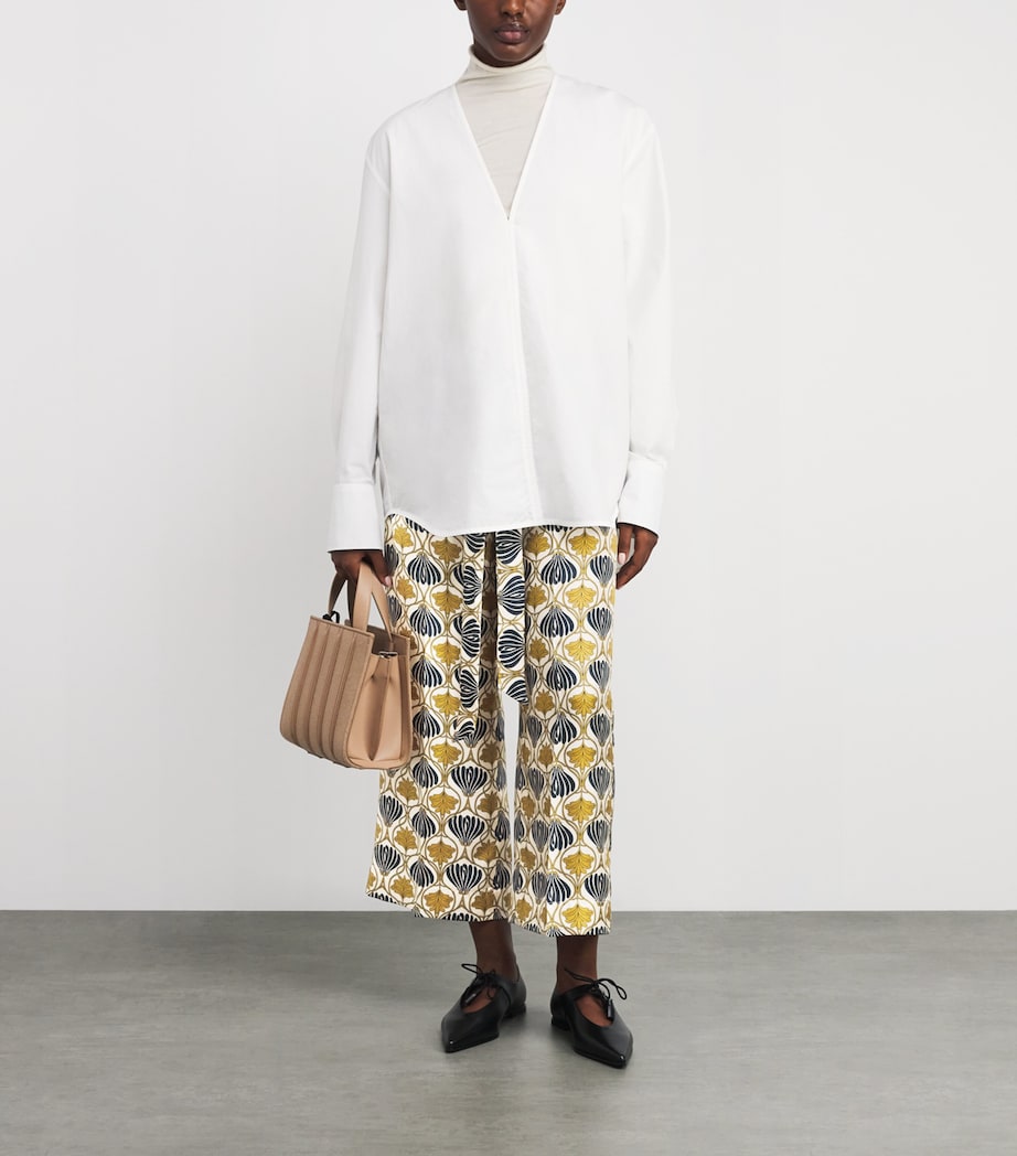 Silk Printed Wide-Leg Trousers MUSTARD Image 2