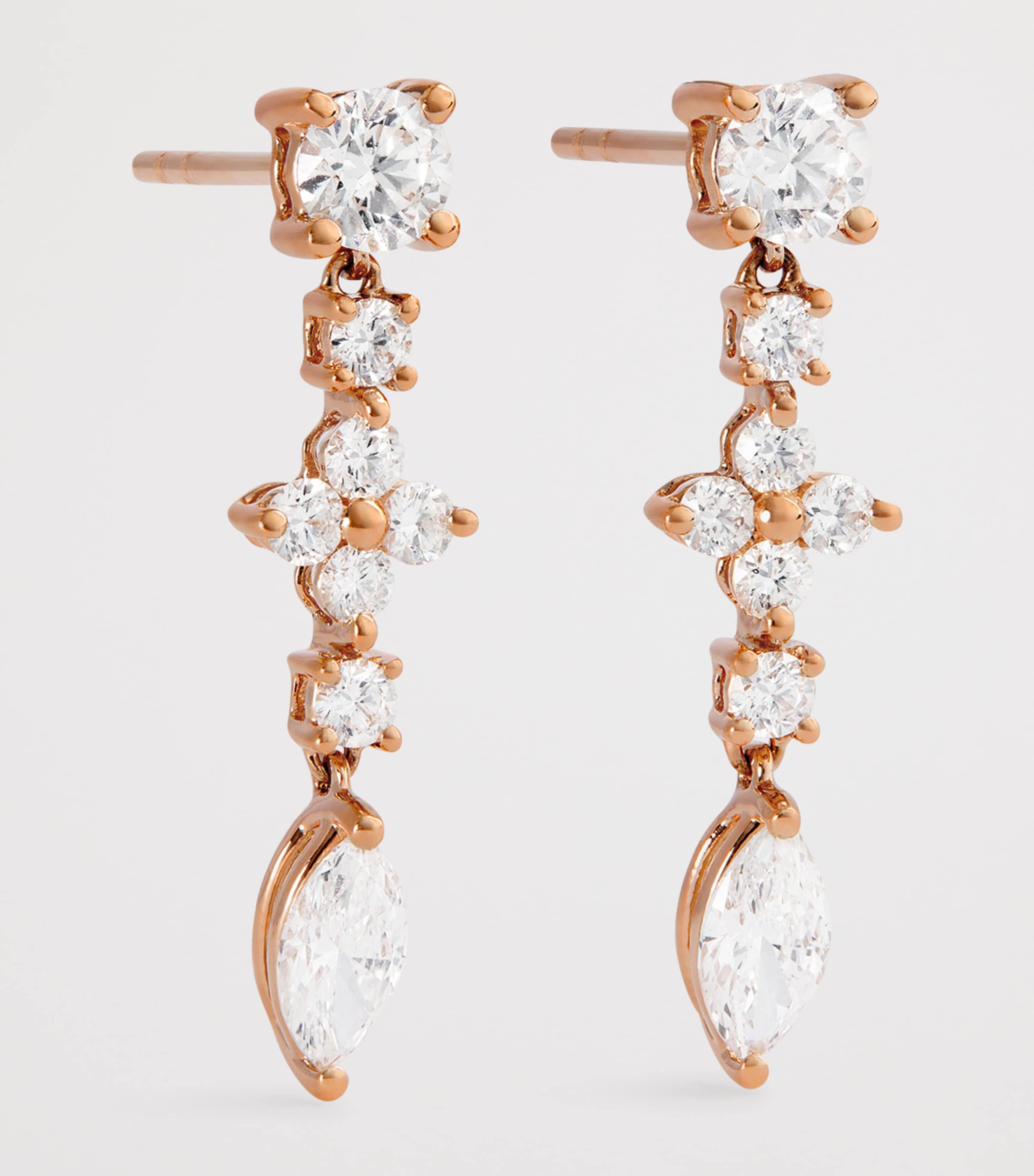 Rose Gold and Diamond Vivi Drop Earrings ROSE GOLD Image 3