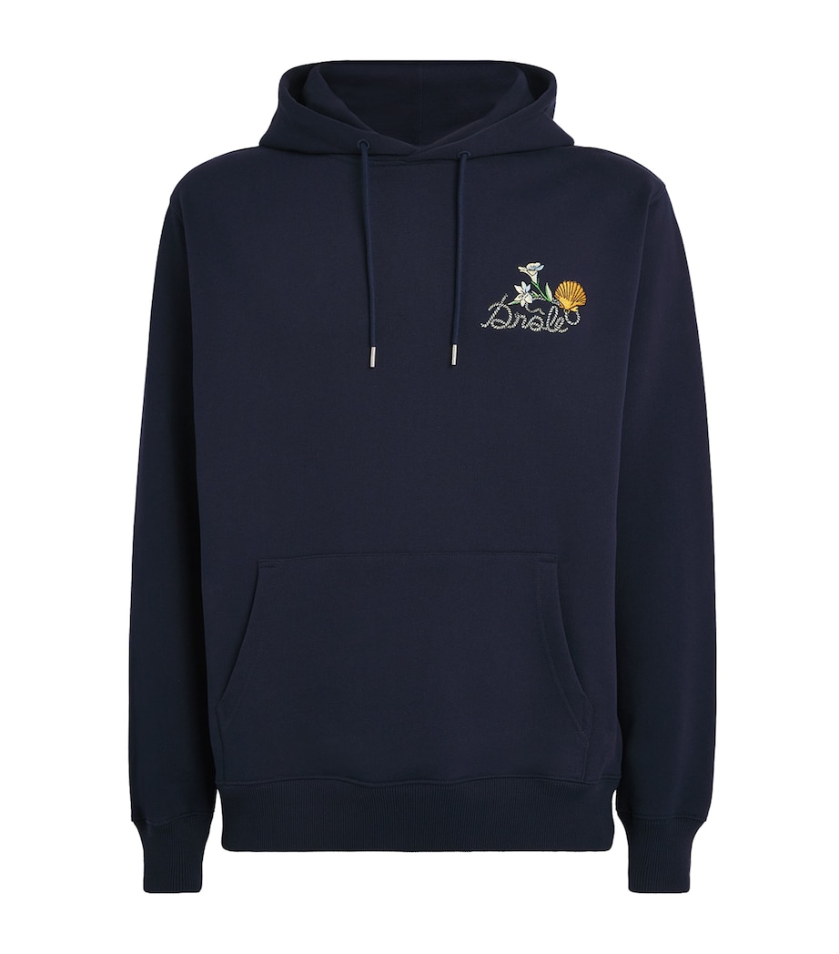 Drôle De Monsieur Mens Embroidered Logo Hoodie Navy Image 1