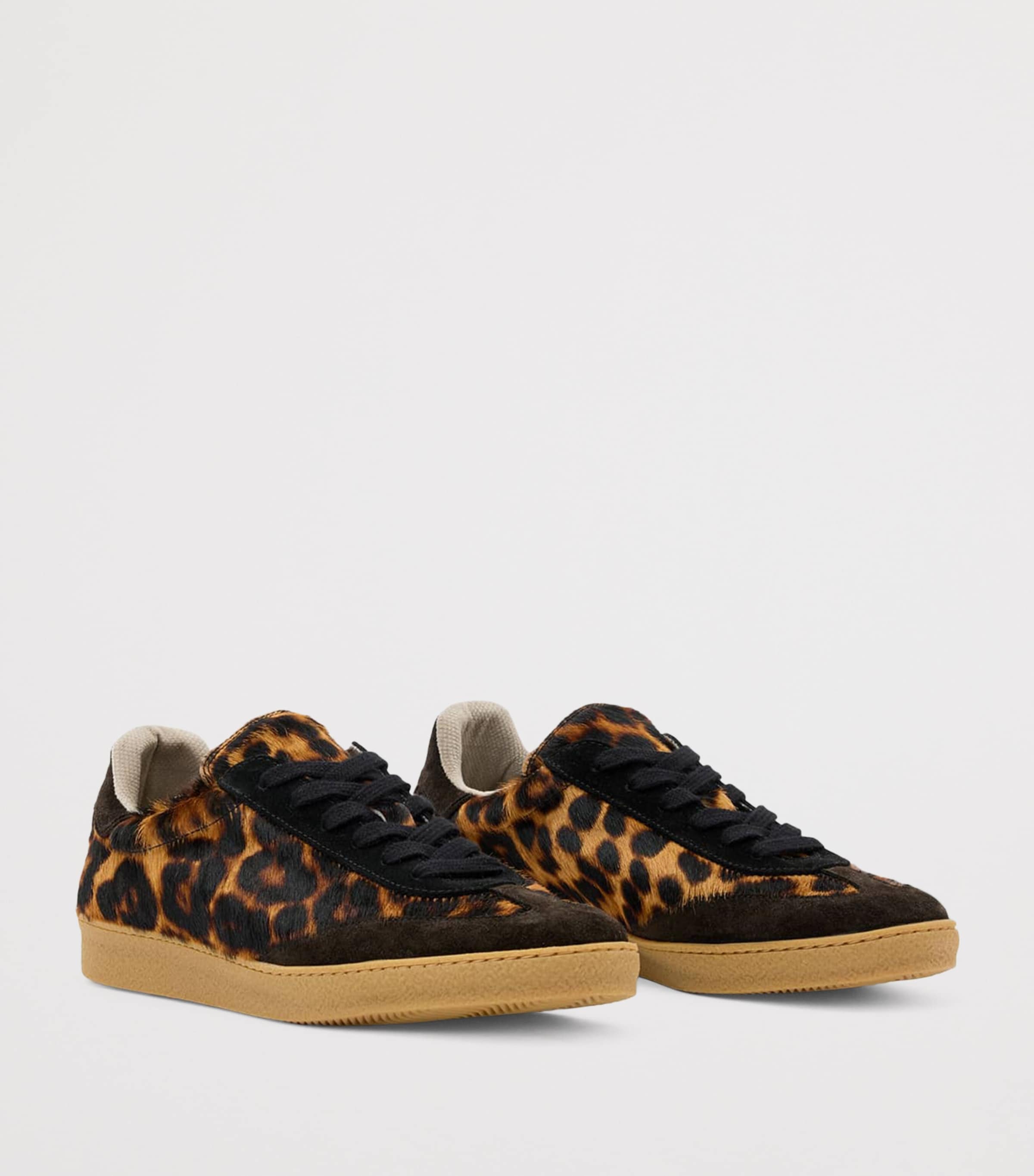 Leather Faux Fur Thelma Sneakers DARK BROWN/BLACK Image 3