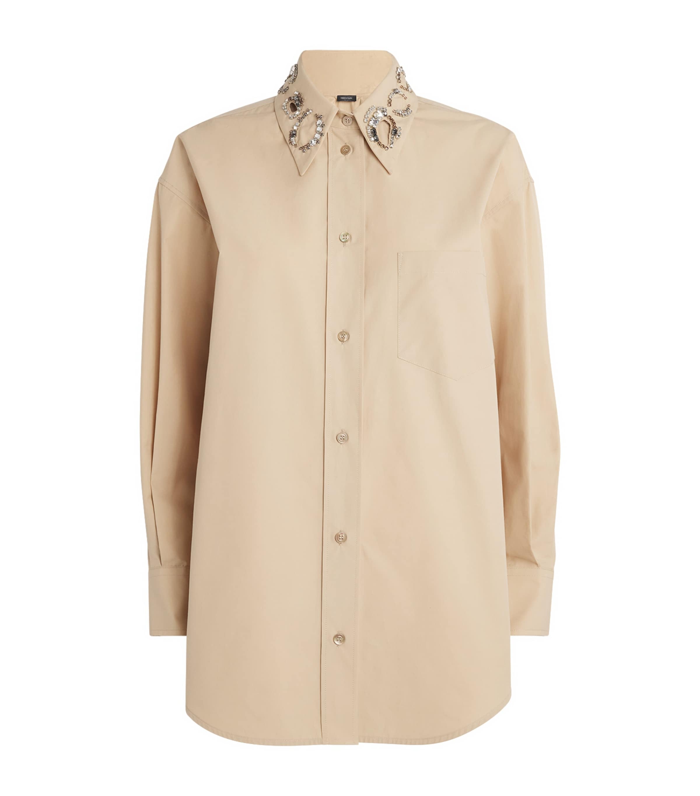 Fabiana Filippi Cotton Embellished Collar Shirt In Gold