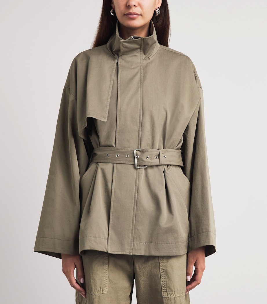 FRAME Womens The Field Short Trench Coat Army Image 4
